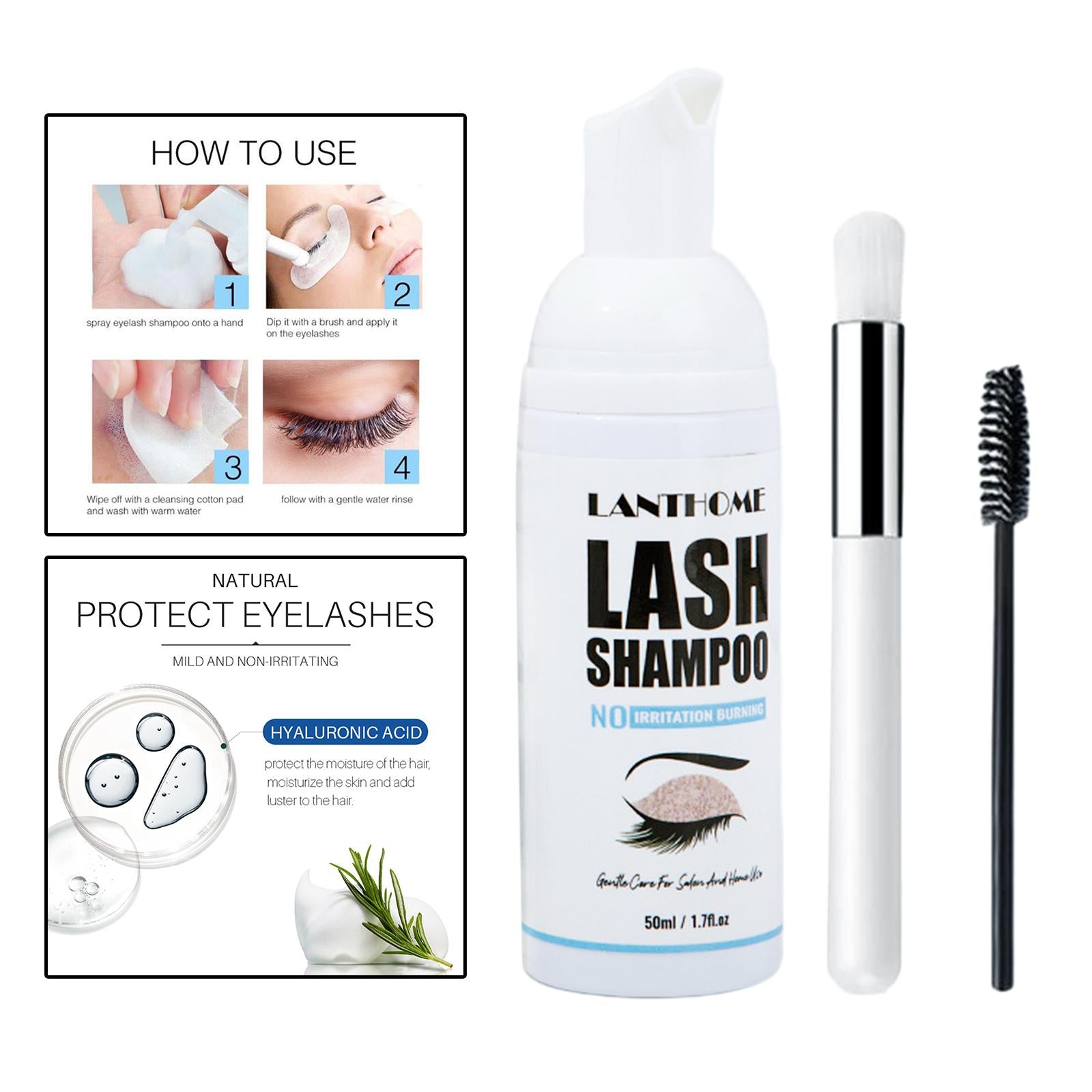 Eyelash Extension Shampoo 1.69fl.oz Lash Eyelid Foam Cleanser for Salon Home