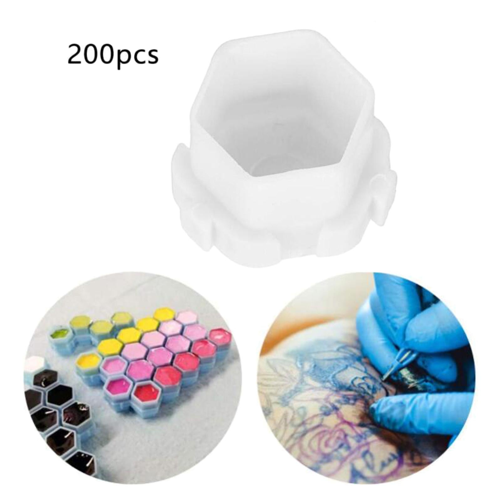 200Pcs Plastic Honeycomb Pigment Holder Tattoo Ink Cups White