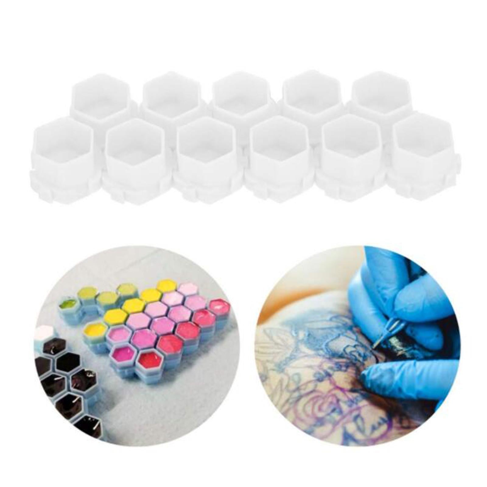 200Pcs Plastic Honeycomb Pigment Holder Tattoo Ink Cups White