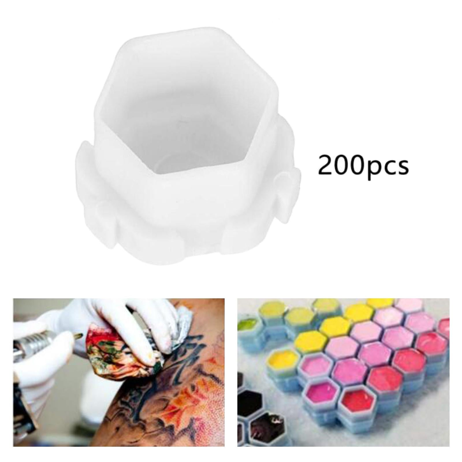 200Pcs Plastic Honeycomb Pigment Holder Tattoo Ink Cups White