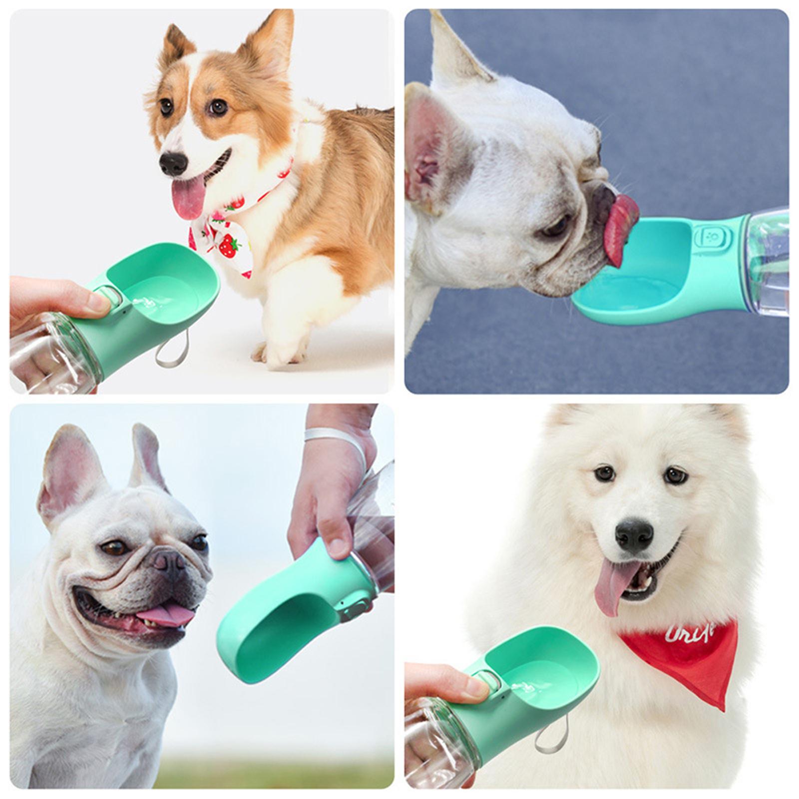 2 in 1 Dog Water Bottle Cat Water Dispenser Food Bowl Feeder Green 550ml