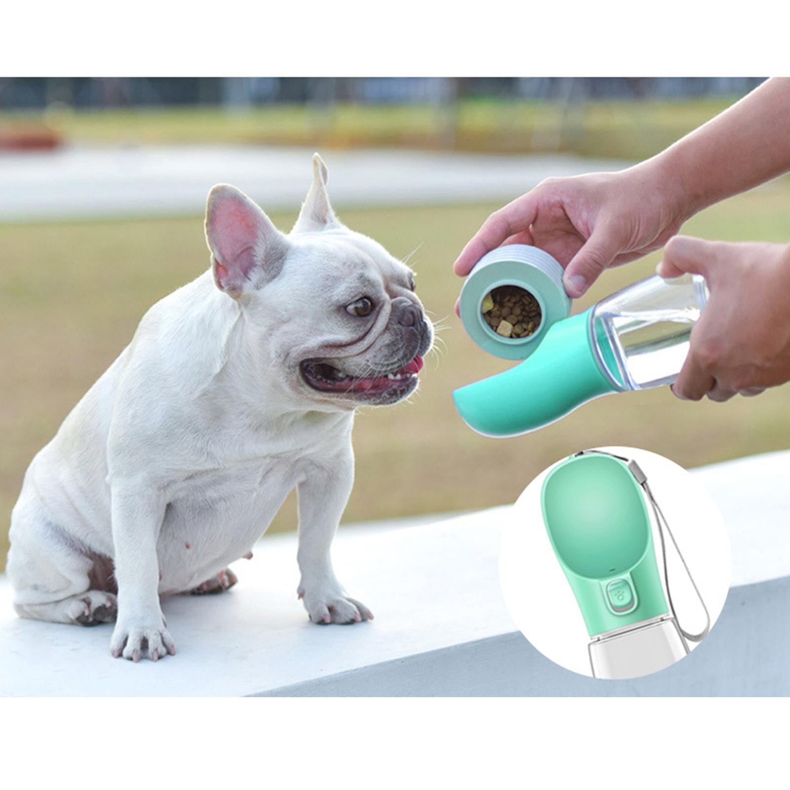 2 in 1 Dog Water Bottle Cat Water Dispenser Food Bowl Feeder Green 550ml