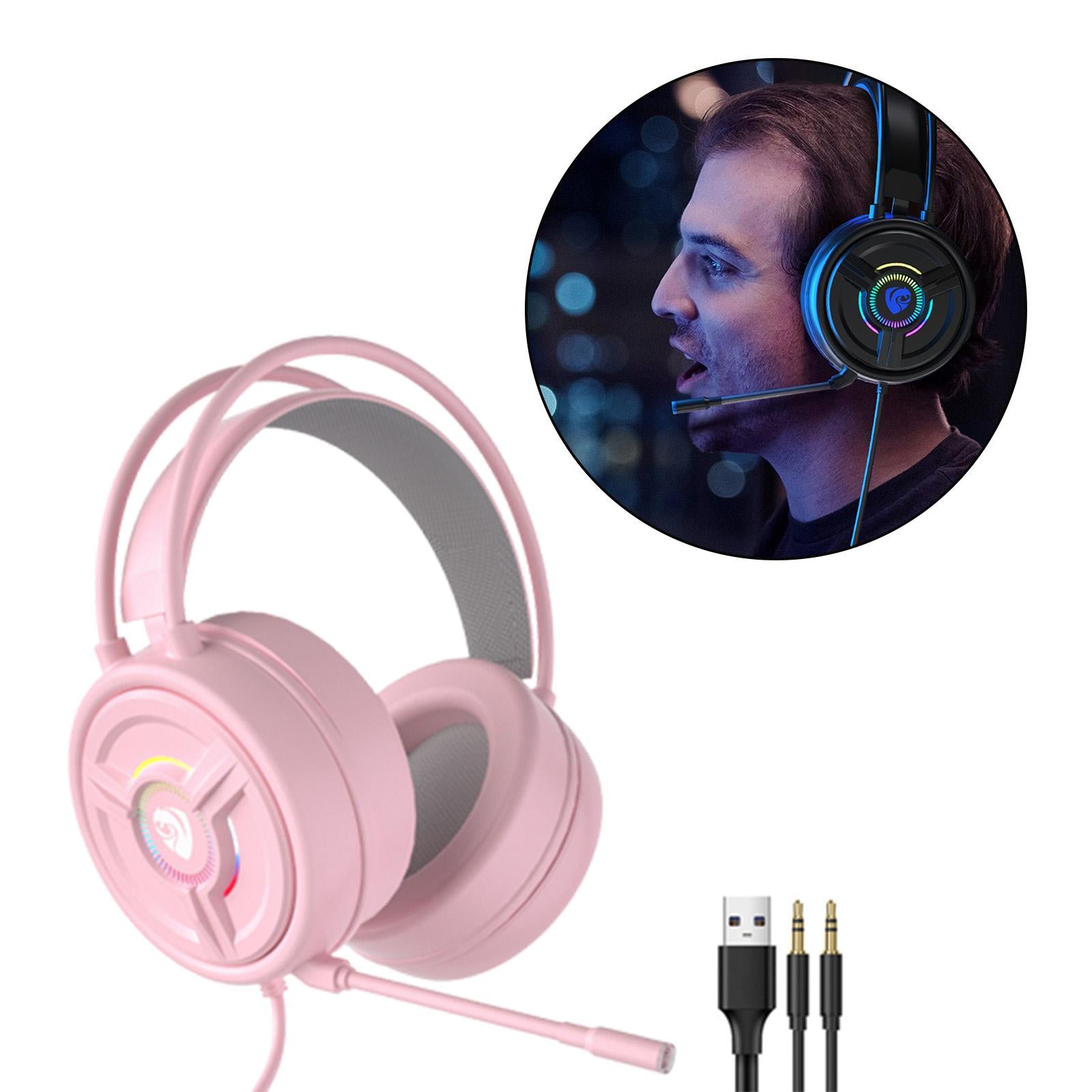 PSH-200 3.5mm Gaming Headset Headphone w/Mic for PC Laptop Pink