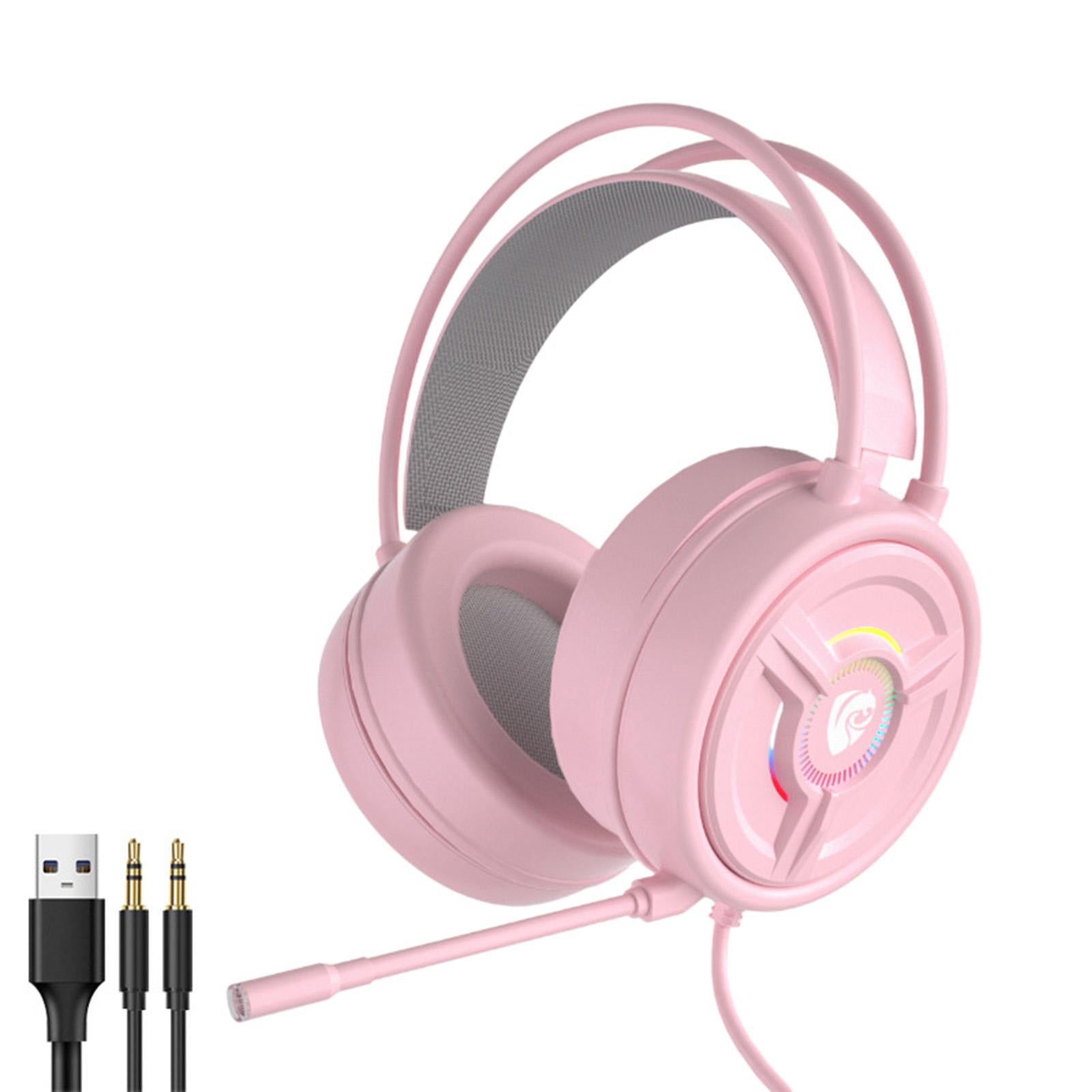 PSH-200 3.5mm Gaming Headset Headphone w/Mic for PC Laptop Pink