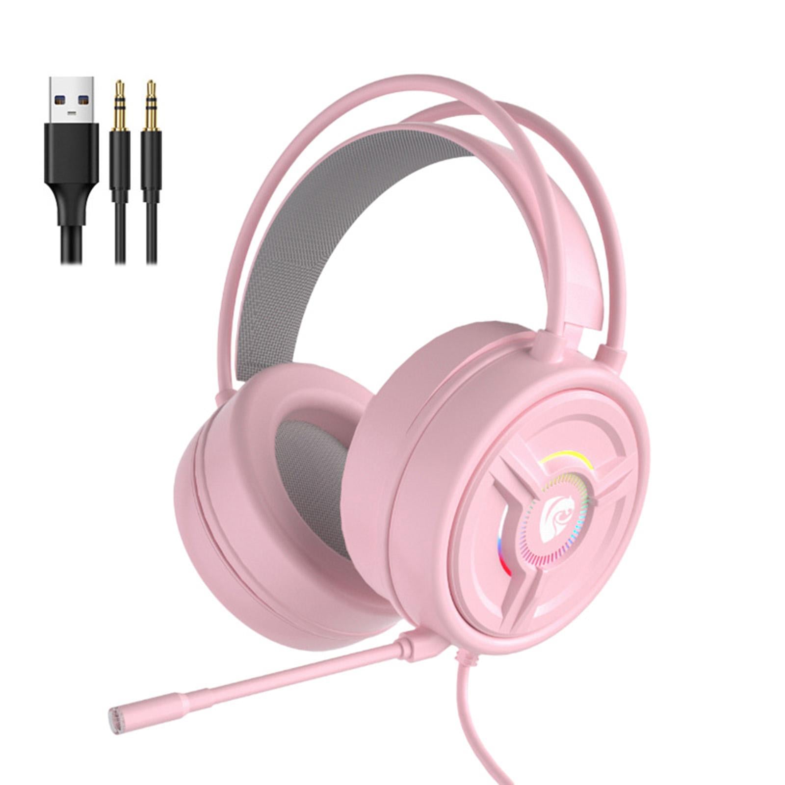 PSH-200 3.5mm Gaming Headset Headphone w/Mic for PC Laptop Pink