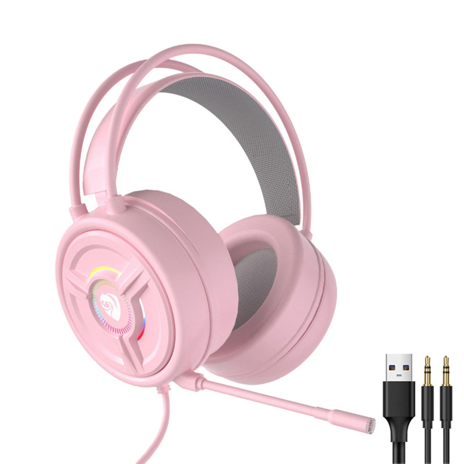 PSH-200 3.5mm Gaming Headset Headphone w/Mic for PC Laptop Pink