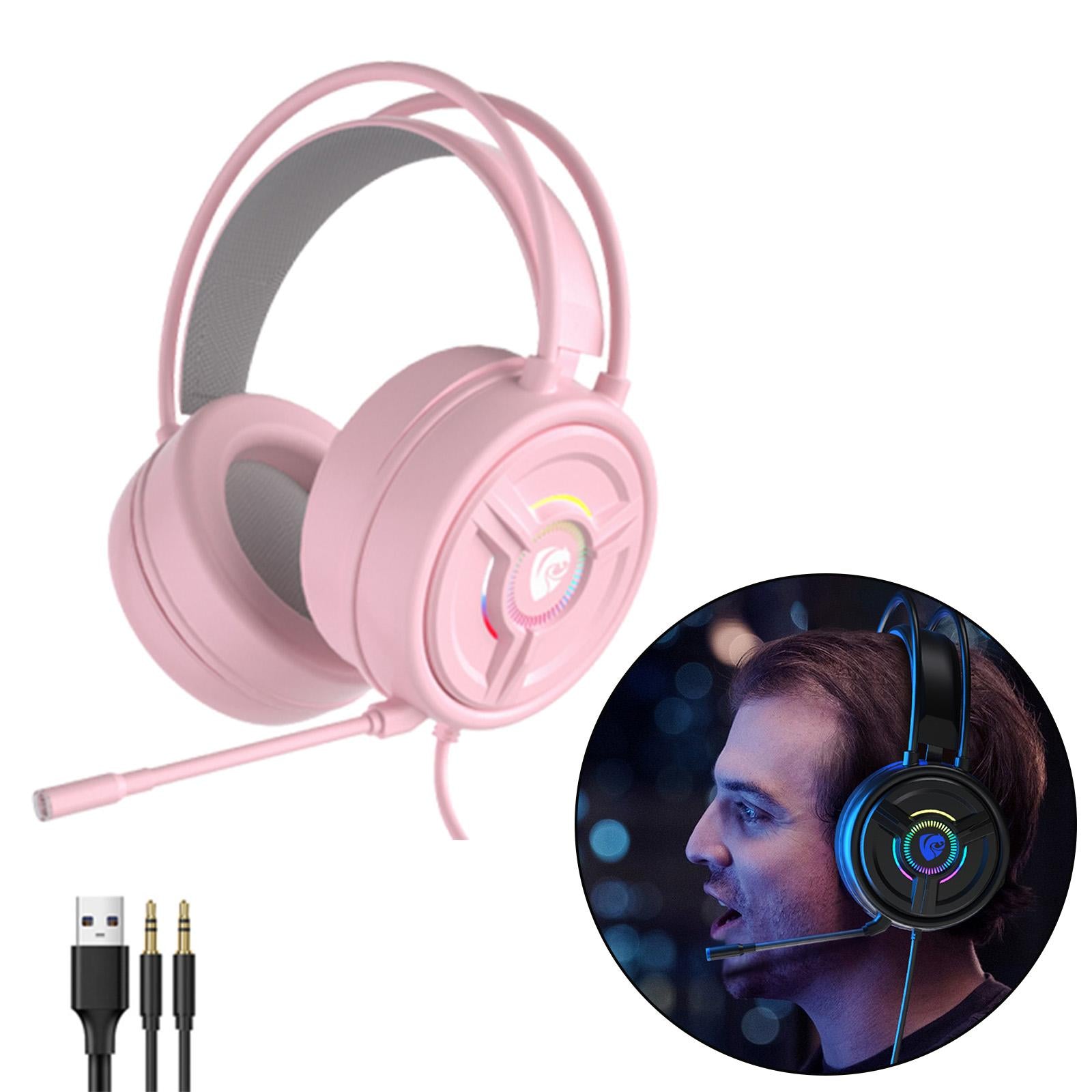 PSH-200 3.5mm Gaming Headset Headphone w/Mic for PC Laptop Pink