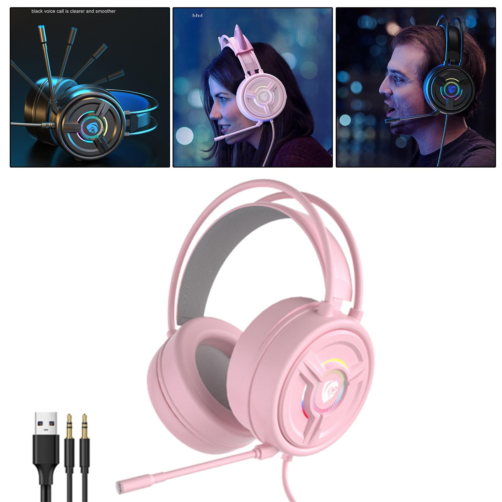 PSH-200 3.5mm Gaming Headset Headphone w/Mic for PC Laptop Pink