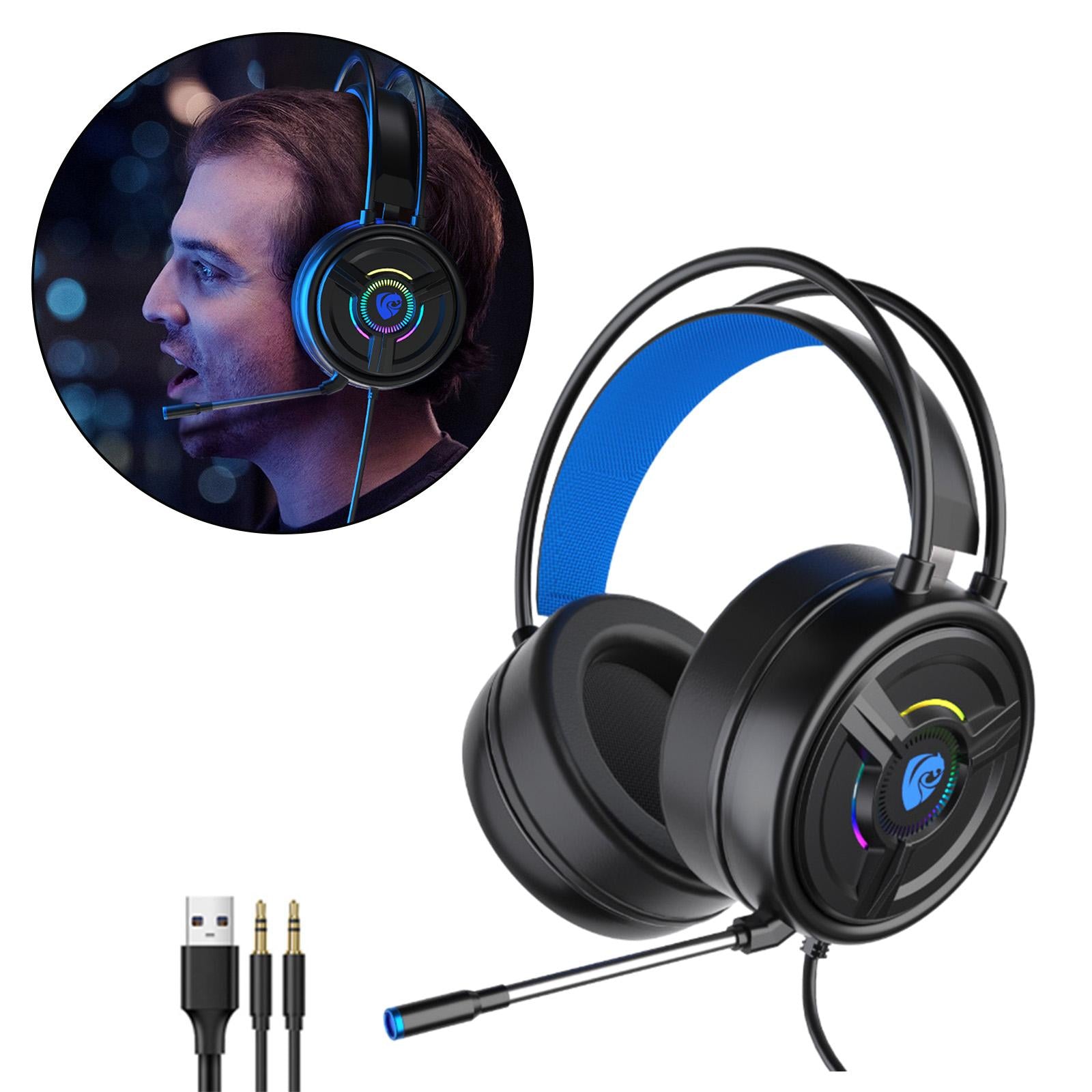 PSH-200 3.5mm Gaming Headset Headphone w/Mic for PC Laptop Black