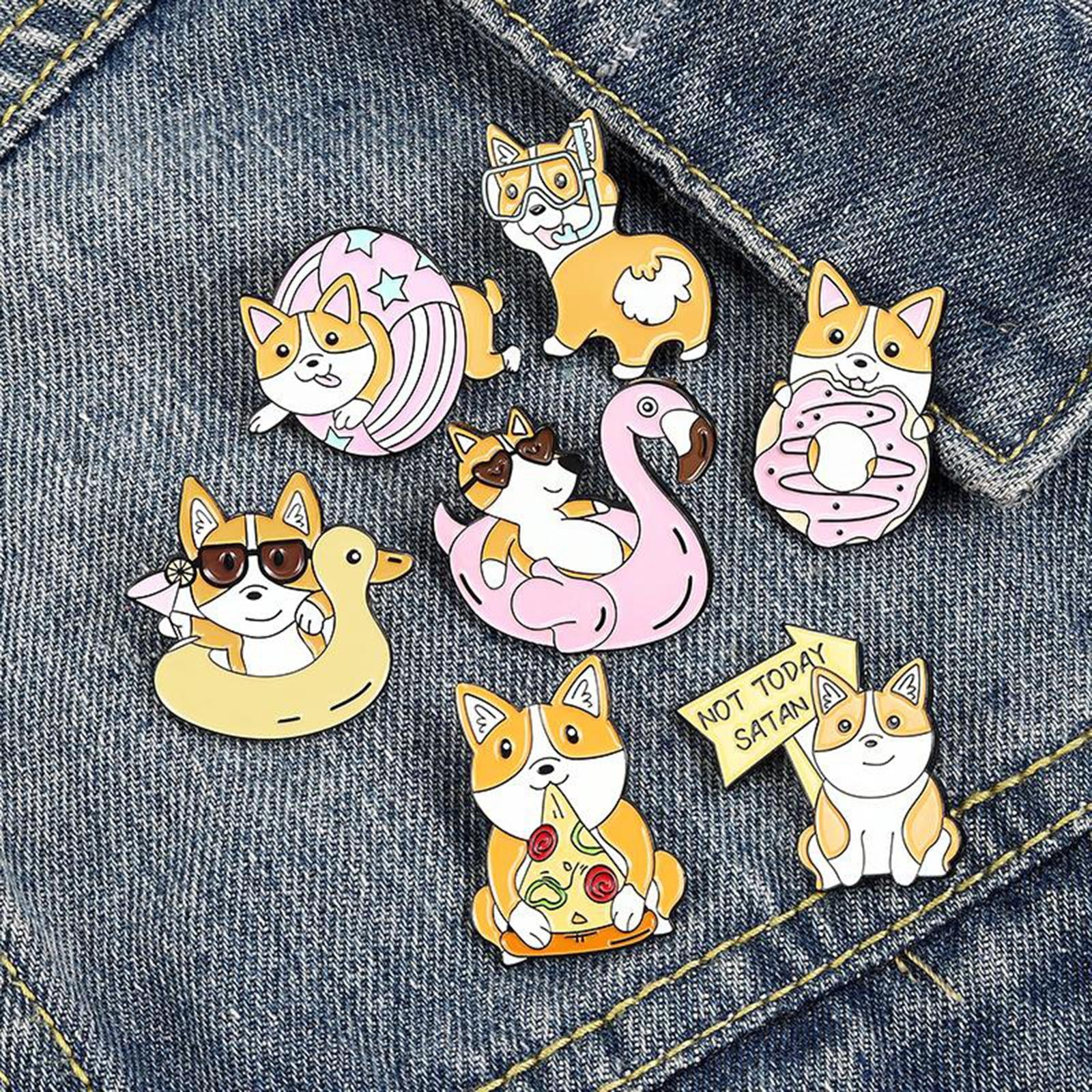 1Set Novelty Brooch Pins Clips Cardigan Cartoon Puppy Style for Women Girls