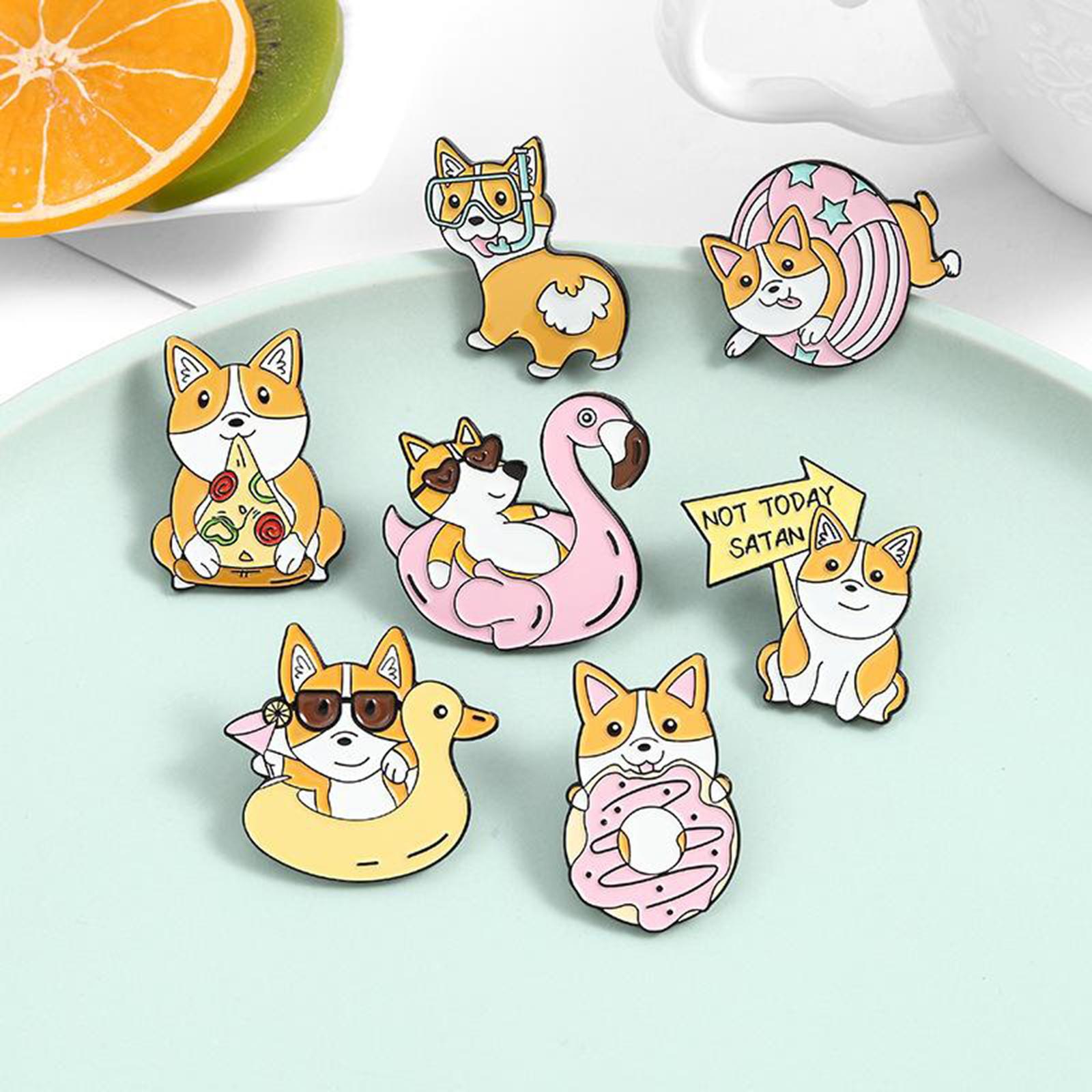 1Set Novelty Brooch Pins Clips Cardigan Cartoon Puppy Style for Women Girls