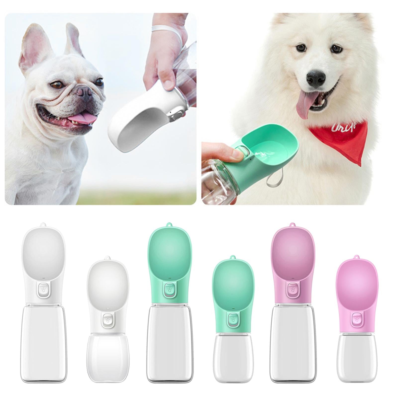 2 in 1 Dog Water Bottle Cat Water Dispenser Food Bowl Feeder Pink 350ml