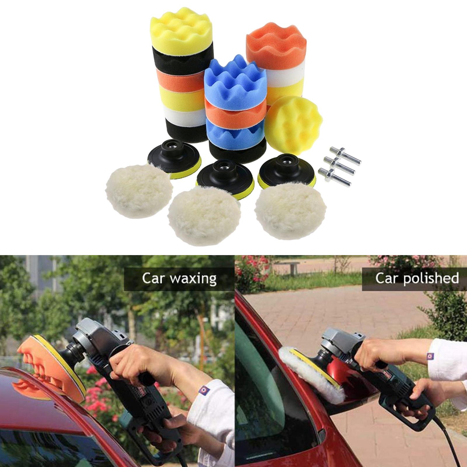 19/22/25pcs Car Polishing Pads Kit 3in with Adapter 2 in 1 for Polishing E