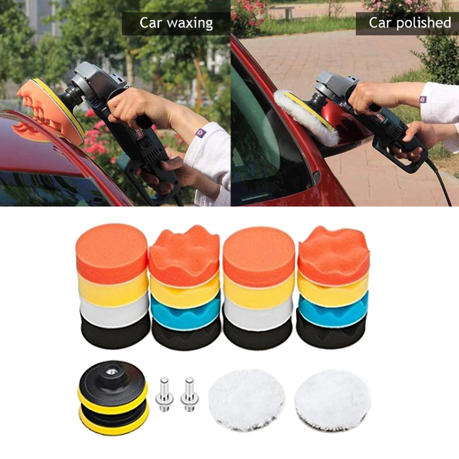 19/22/25pcs Car Polishing Pads Kit 3in with Adapter 2 in 1 for Polishing C