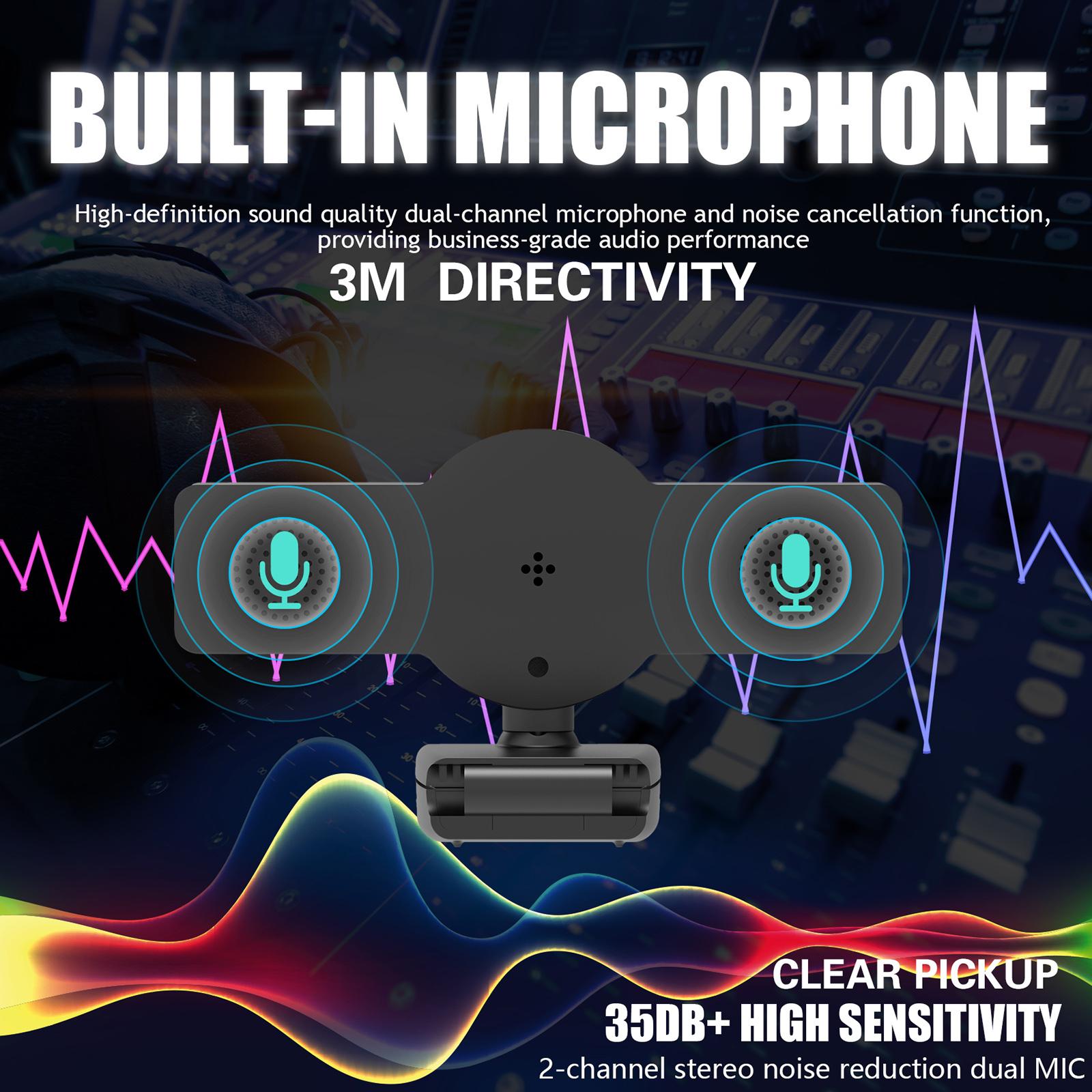 Webcam 120-degree Wide Angle for PC Video Calling Recording Live Streaming 1k