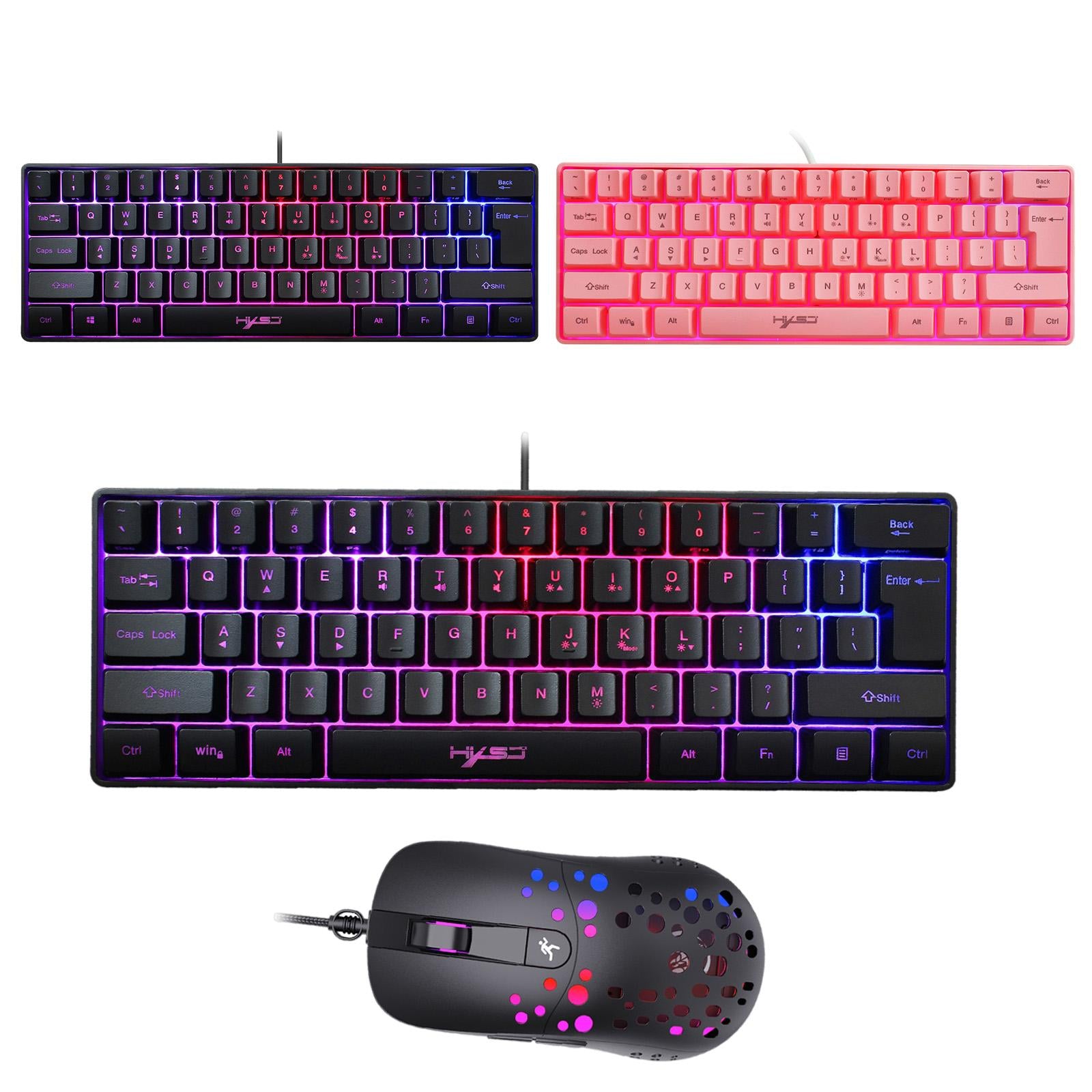 Gaming Mini Wired Keyboard RGB Backlit USB for Laptops Black keyboard