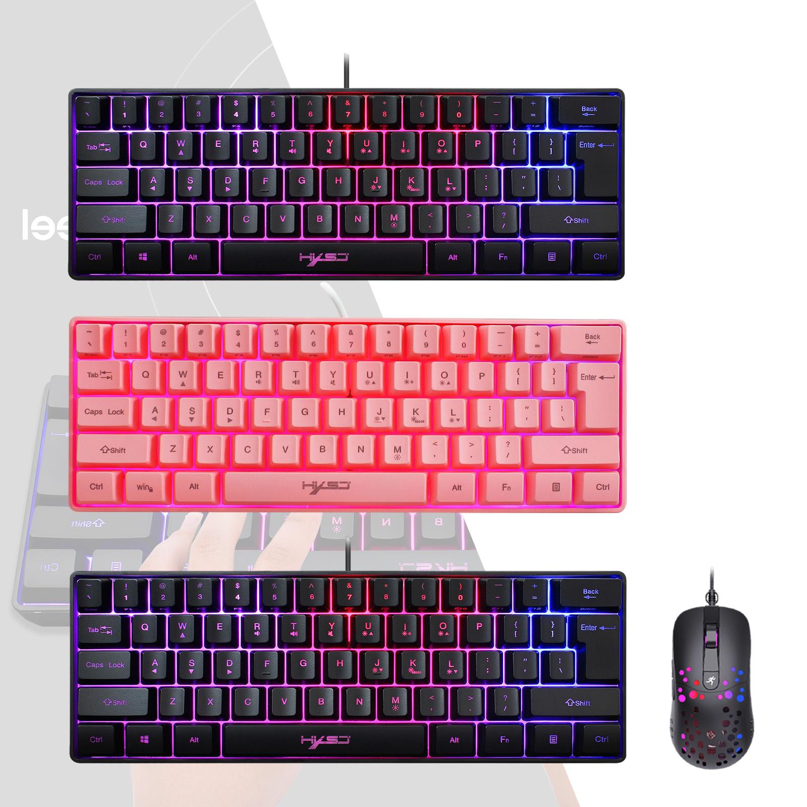 Gaming Mini Wired Keyboard RGB Backlit USB for Laptops Black keyboard