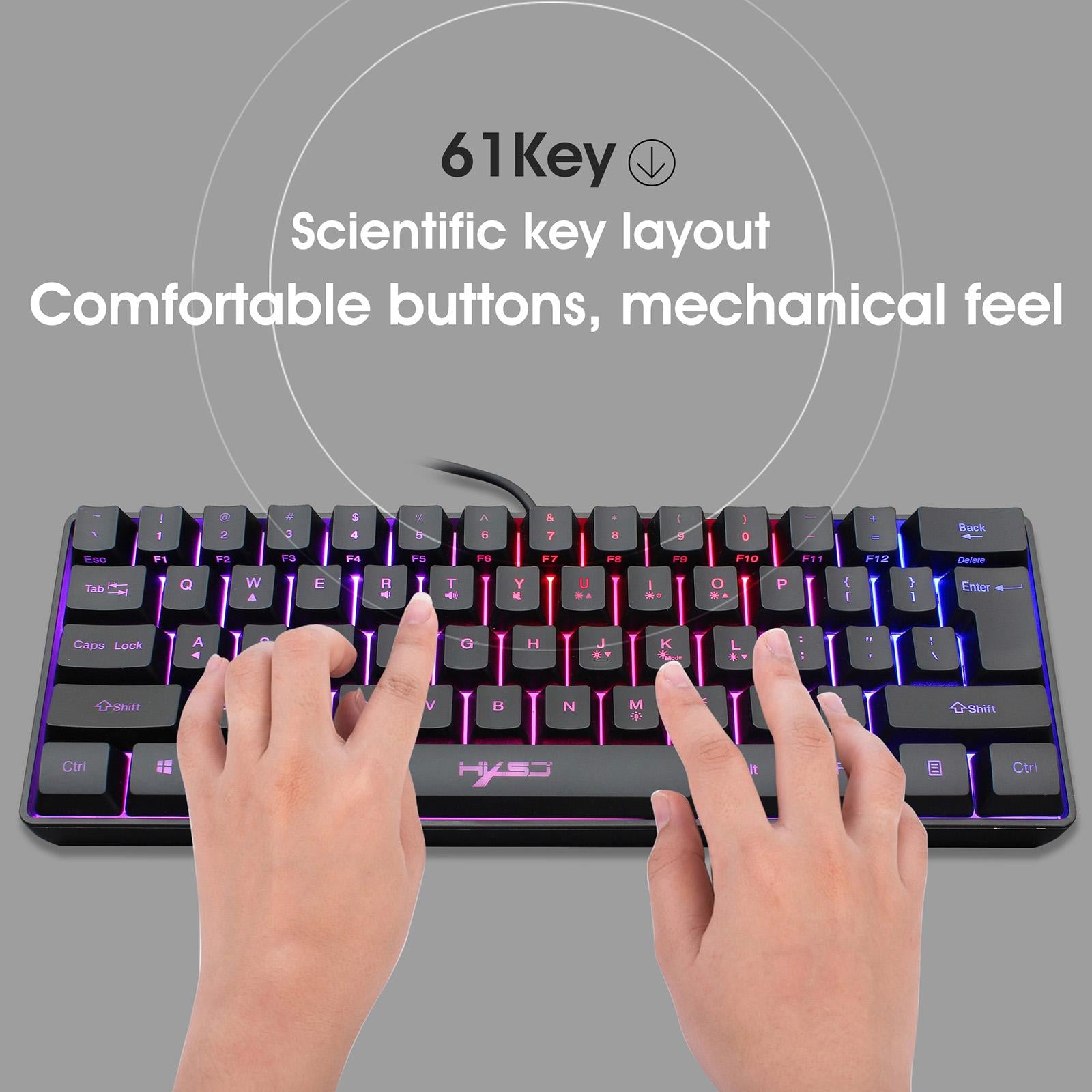 Gaming Mini Wired Keyboard RGB Backlit USB for Laptops Black keyboard