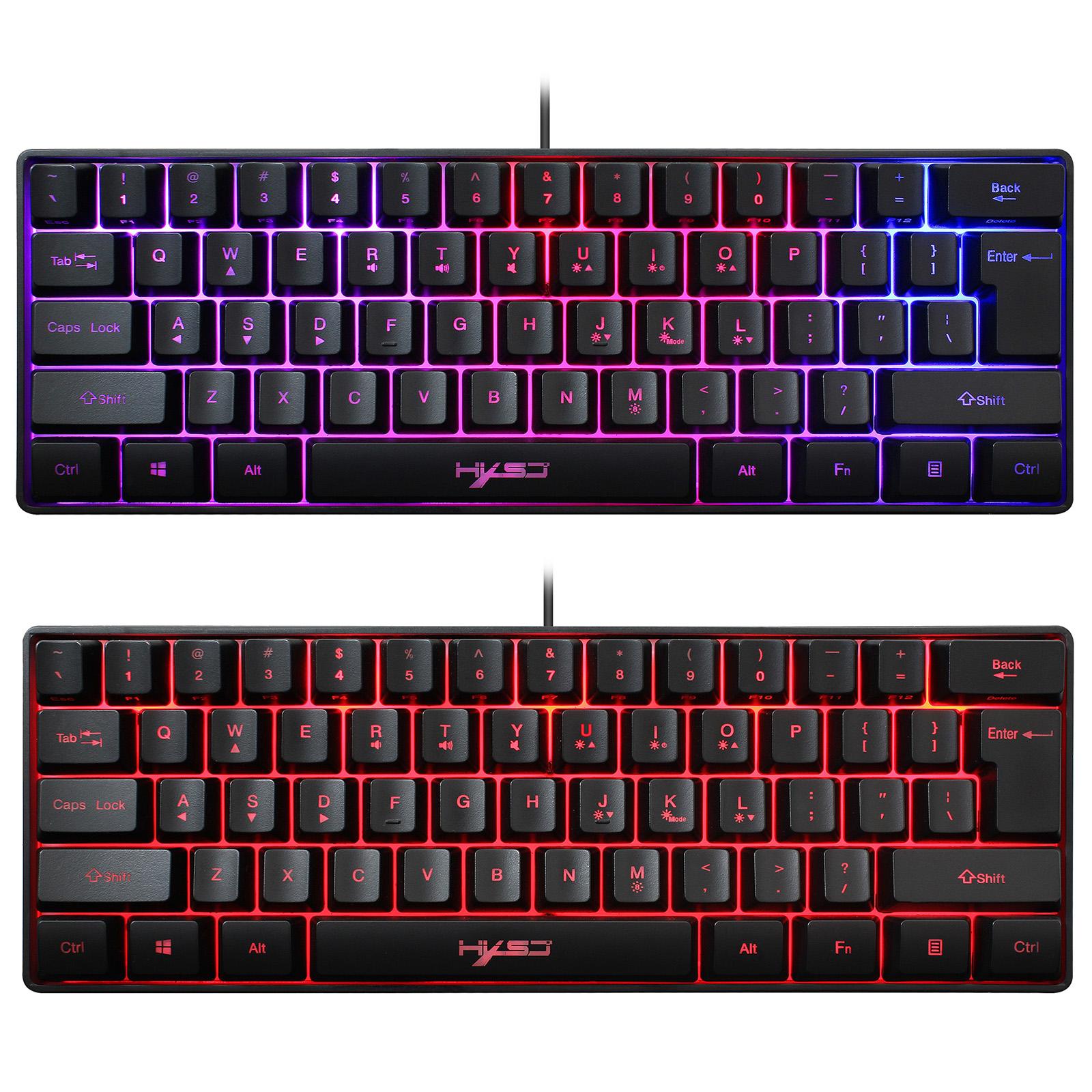 Gaming Mini Wired Keyboard RGB Backlit USB for Laptops Black keyboard