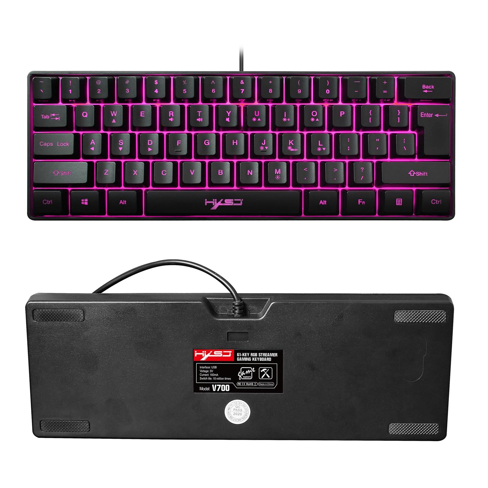 Gaming Mini Wired Keyboard RGB Backlit USB for Laptops Black keyboard