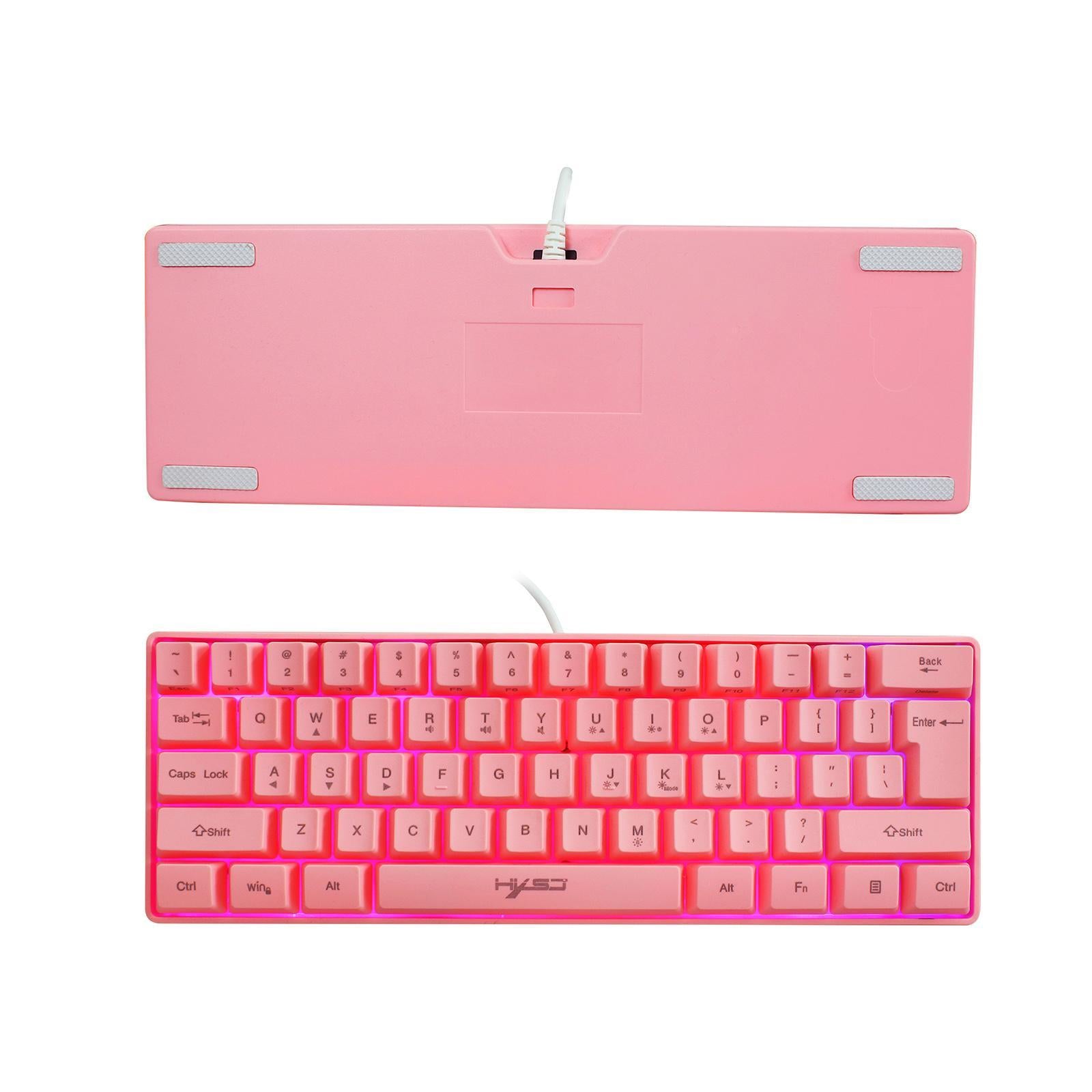 Gaming Mini Wired Keyboard RGB Backlit USB for Laptops Pink keyboard