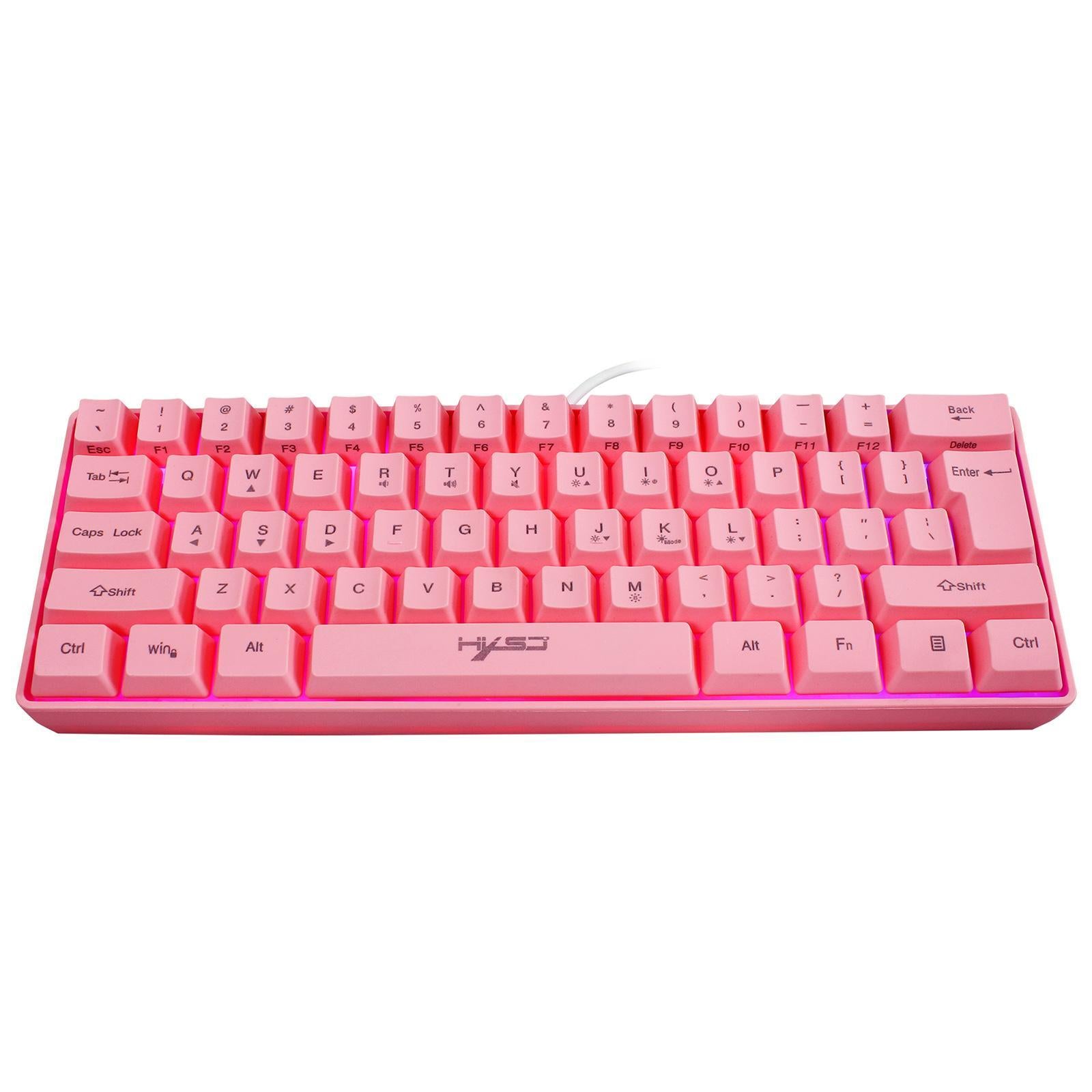 Gaming Mini Wired Keyboard RGB Backlit USB for Laptops Pink keyboard