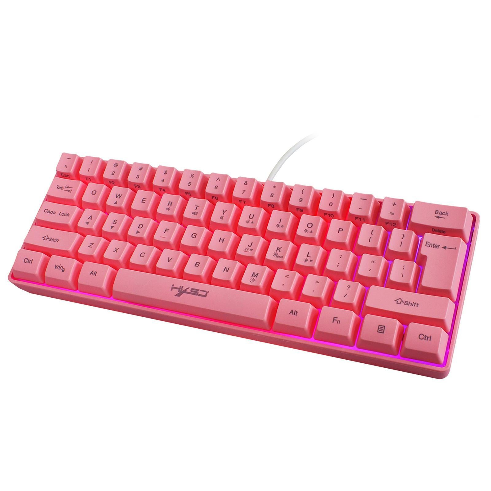 Gaming Mini Wired Keyboard RGB Backlit USB for Laptops Pink keyboard