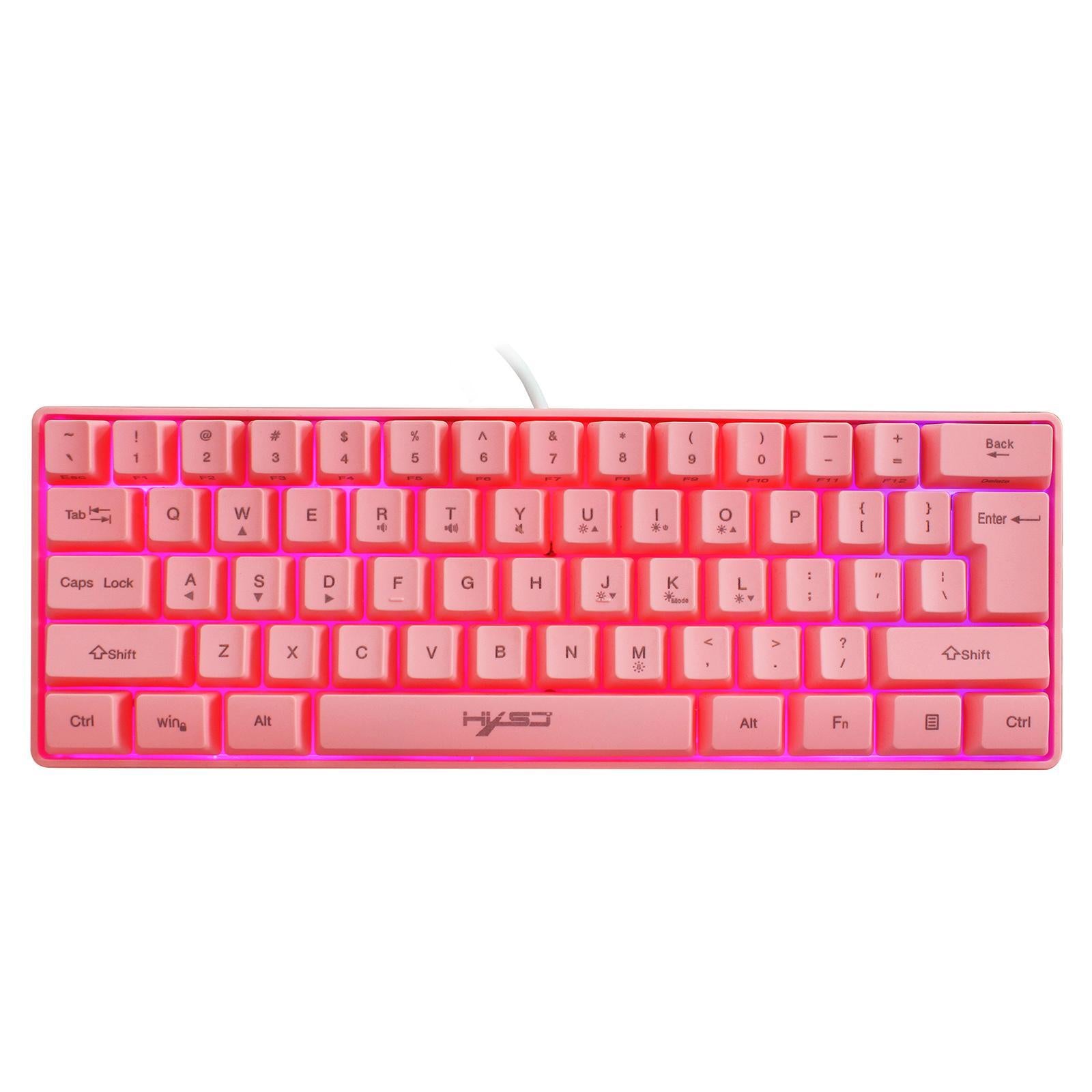 Gaming Mini Wired Keyboard RGB Backlit USB for Laptops Pink keyboard