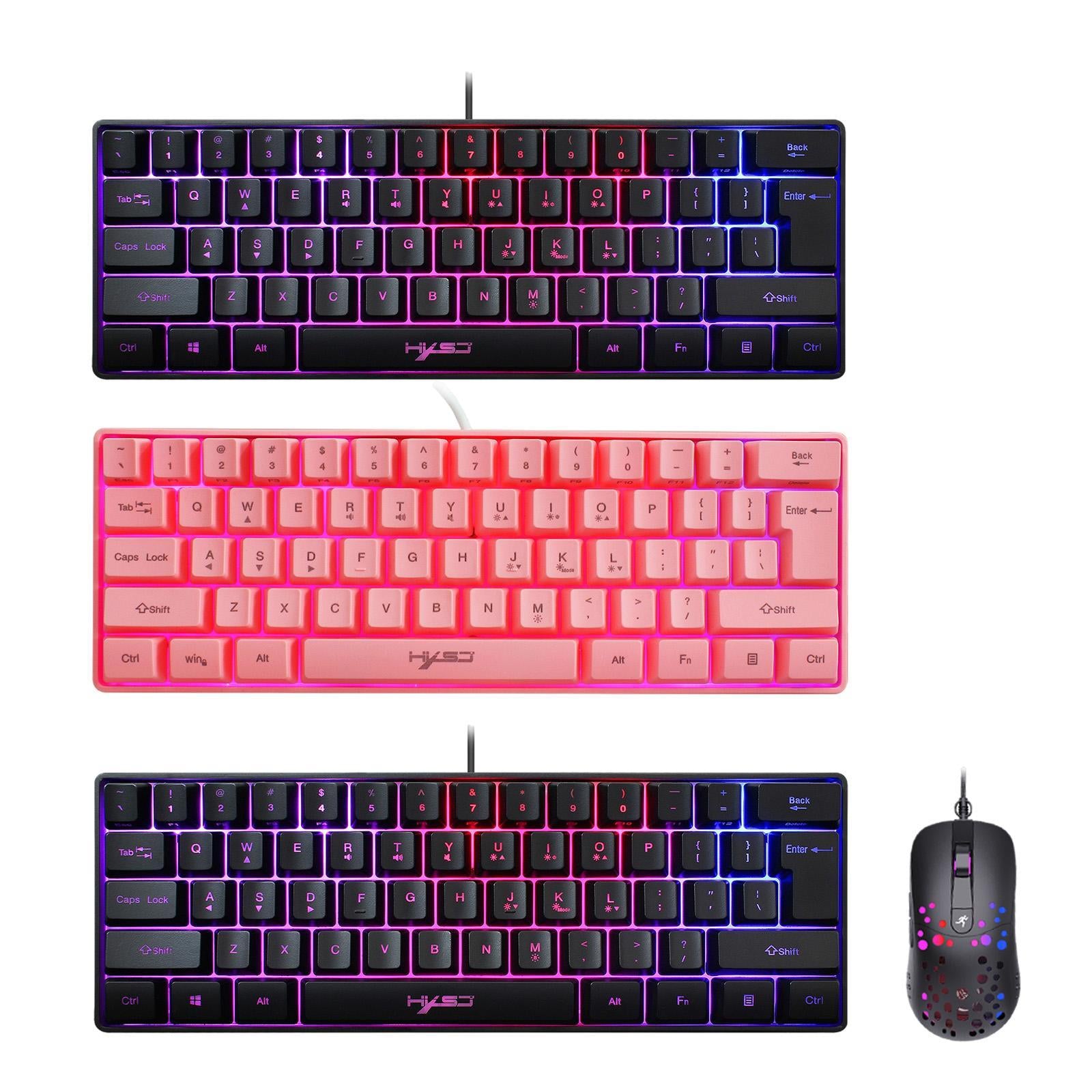 Gaming Mini Wired Keyboard RGB Backlit USB for Laptops Pink keyboard