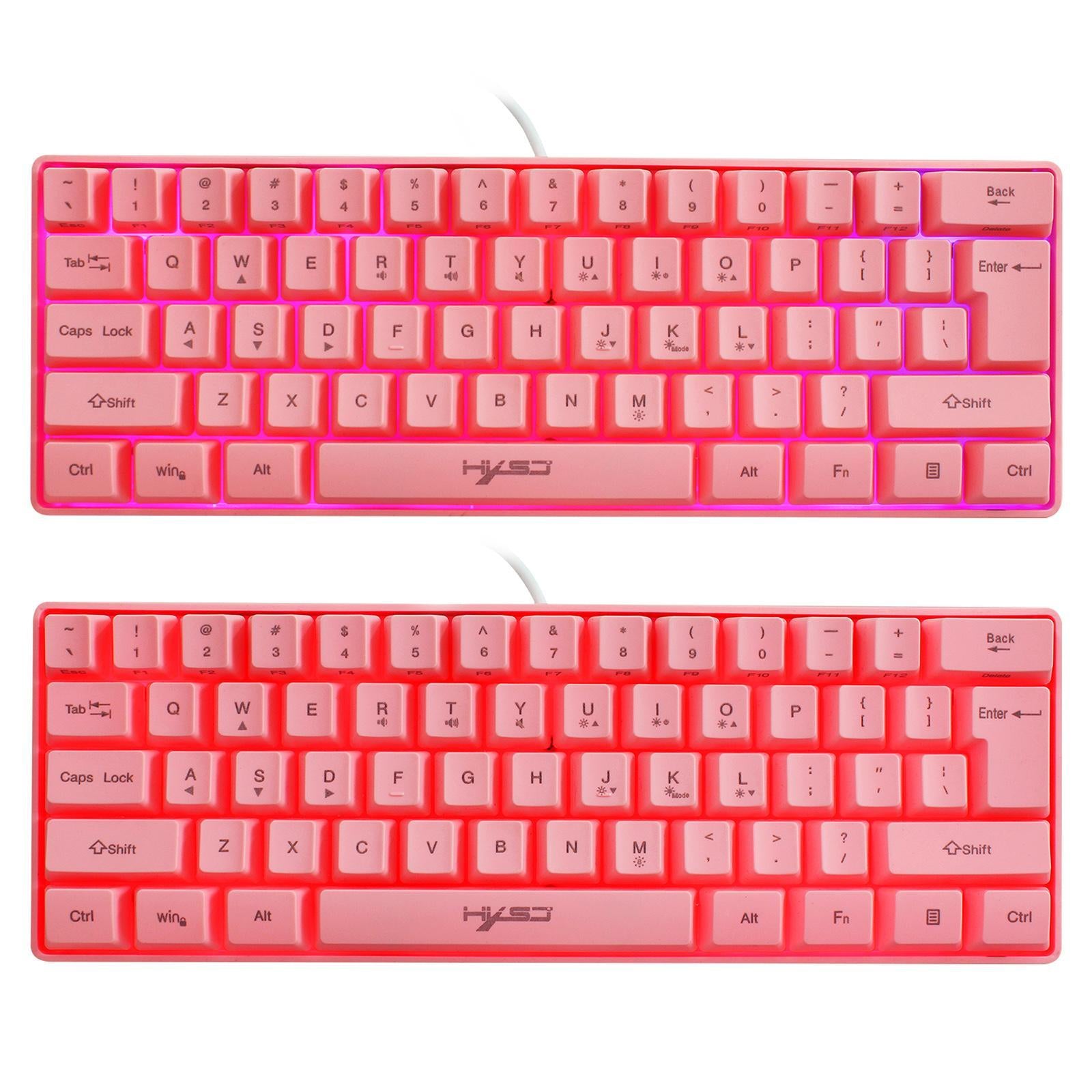 Gaming Mini Wired Keyboard RGB Backlit USB for Laptops Pink keyboard