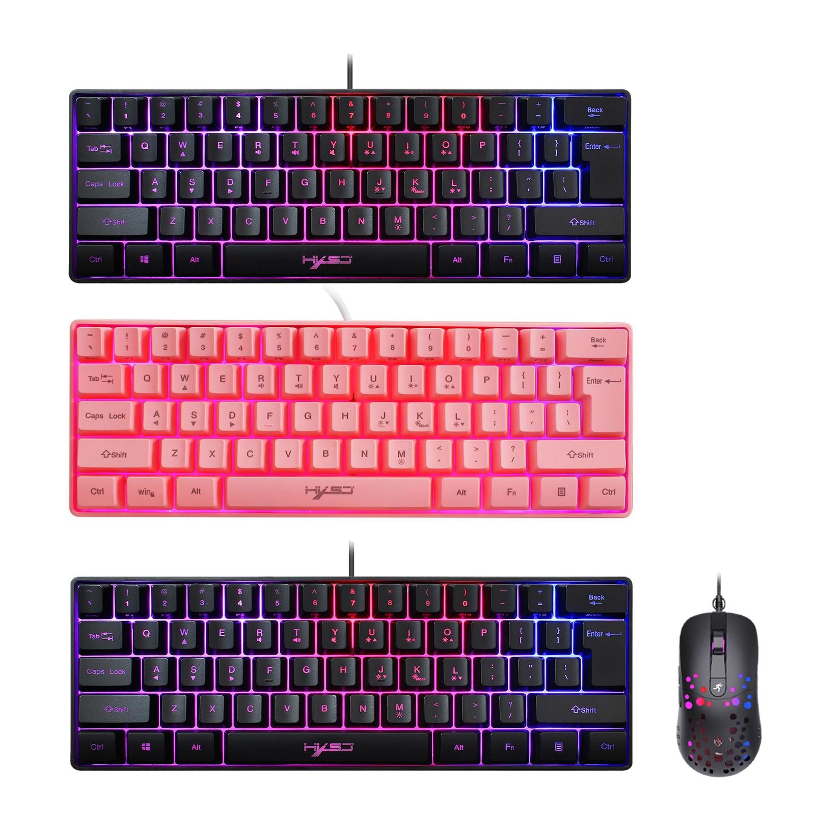 Gaming Mini Wired Keyboard RGB Backlit USB for Laptops Keyboard Mouse Combo