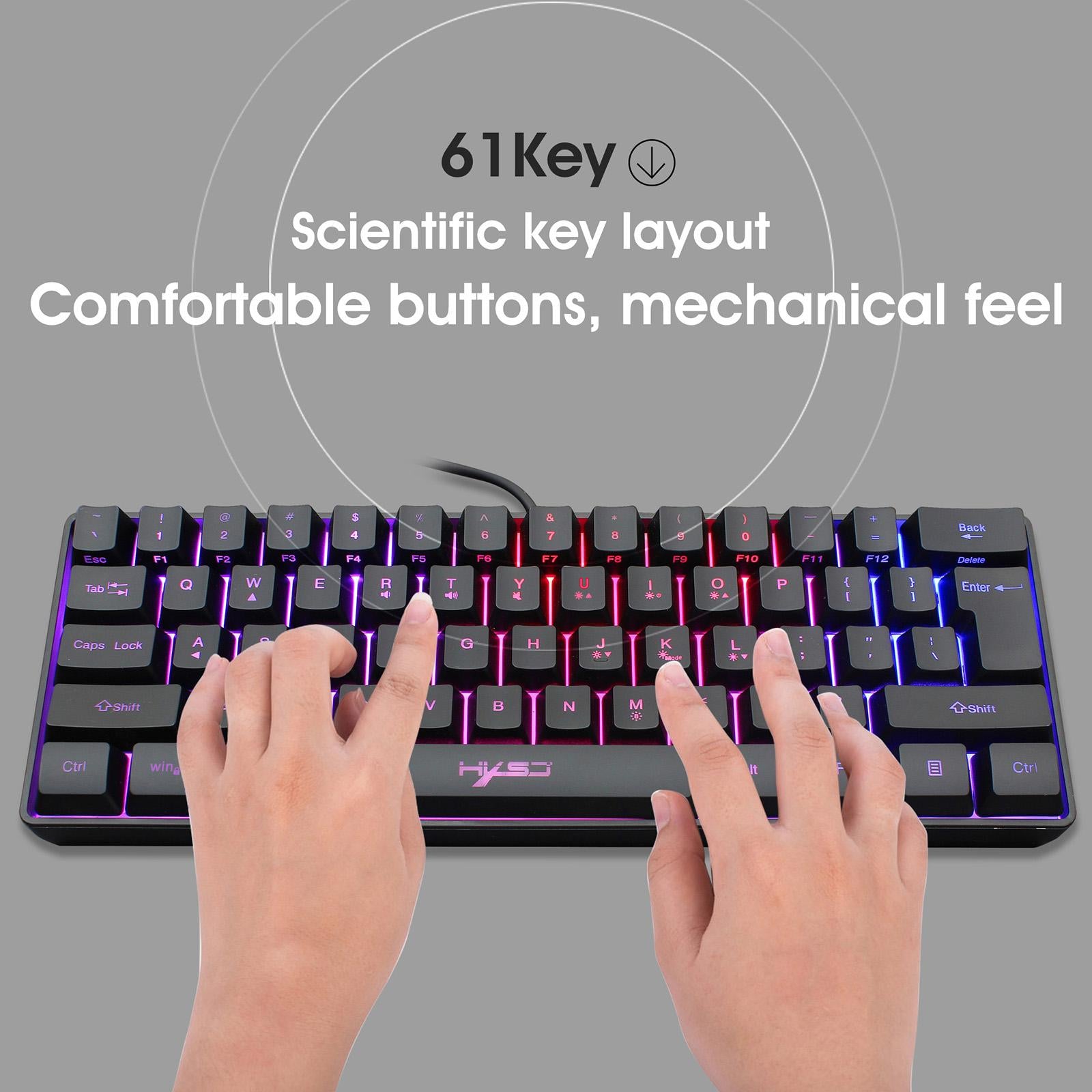 Gaming Mini Wired Keyboard RGB Backlit USB for Laptops Keyboard Mouse Combo