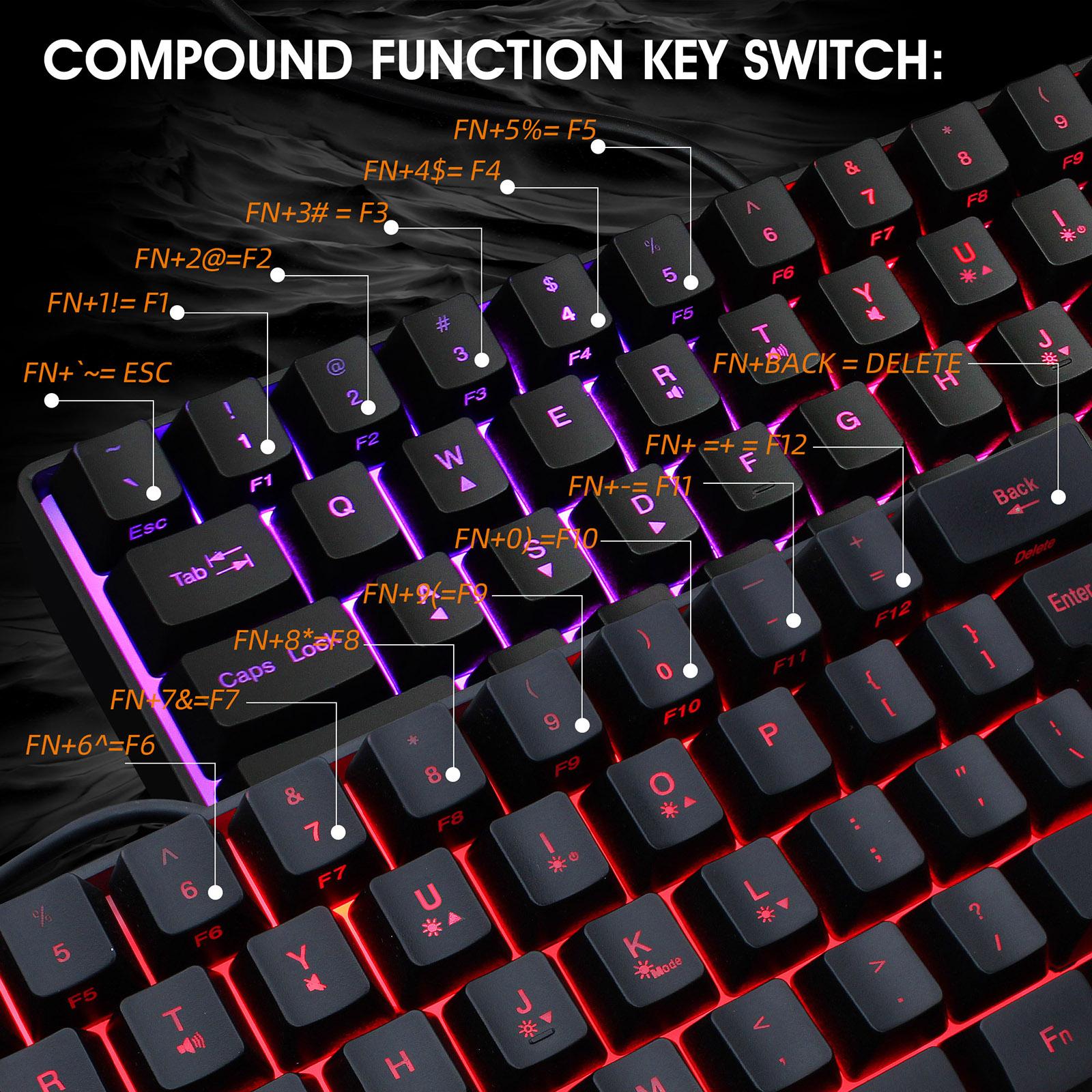 Gaming Mini Wired Keyboard RGB Backlit USB for Laptops Keyboard Mouse Combo