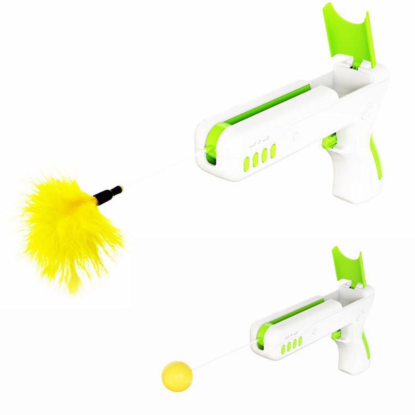 Pet Cat Fetch Toy Ball Feather Teaser Interactive Playing Chasing Yellow