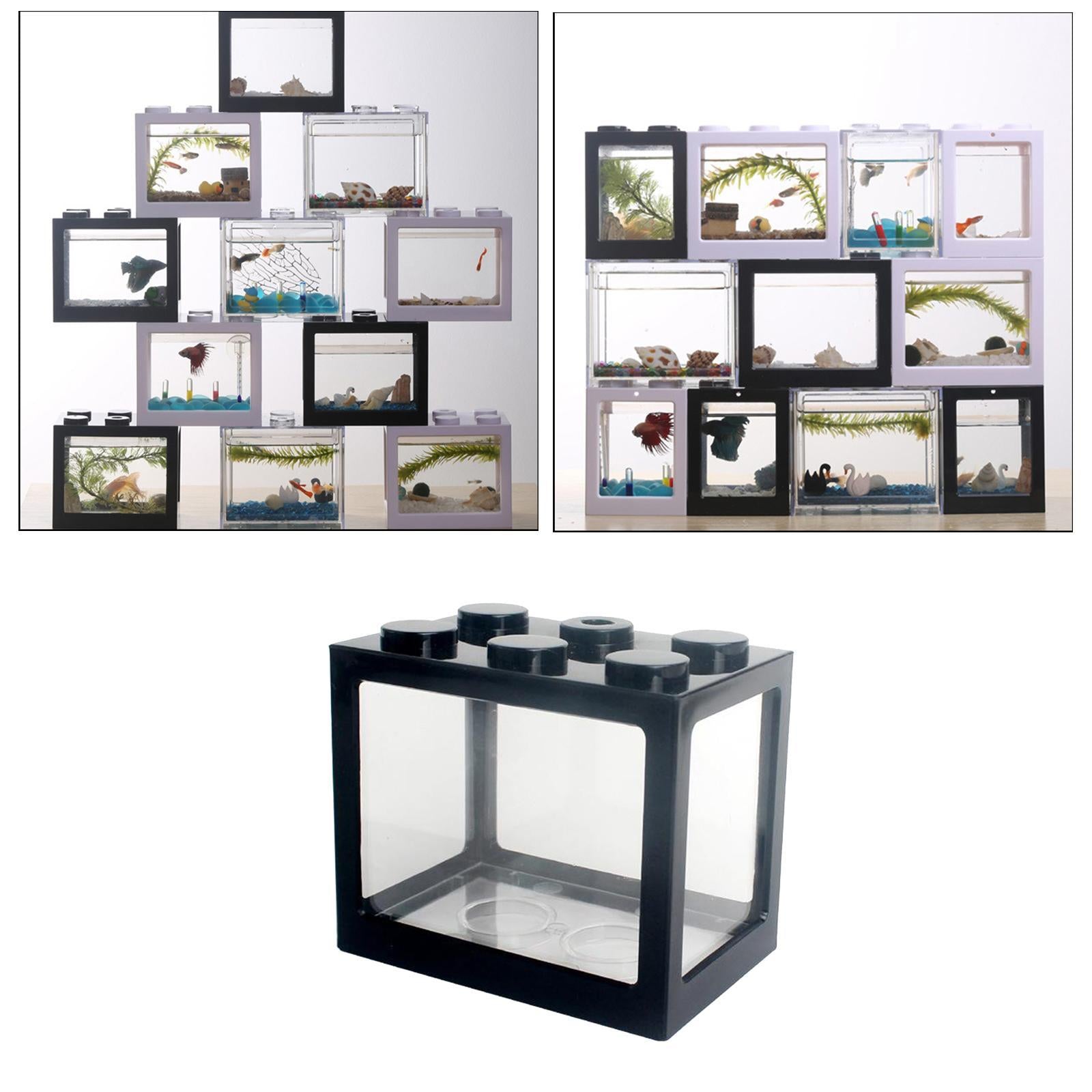 Aquarium Fish Tank Mini Building Blocks Spider Box Home Decor Black