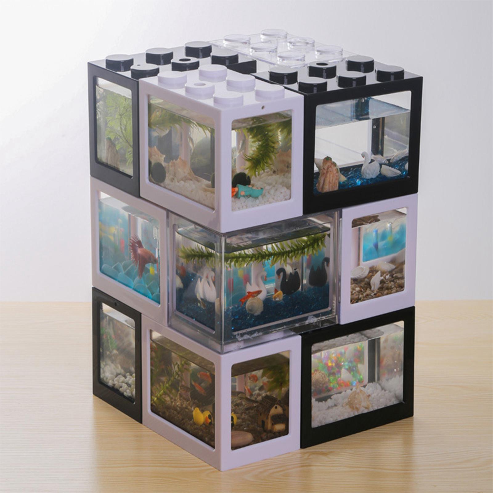 Aquarium Fish Tank Mini Building Blocks Spider Box Home Decor Black