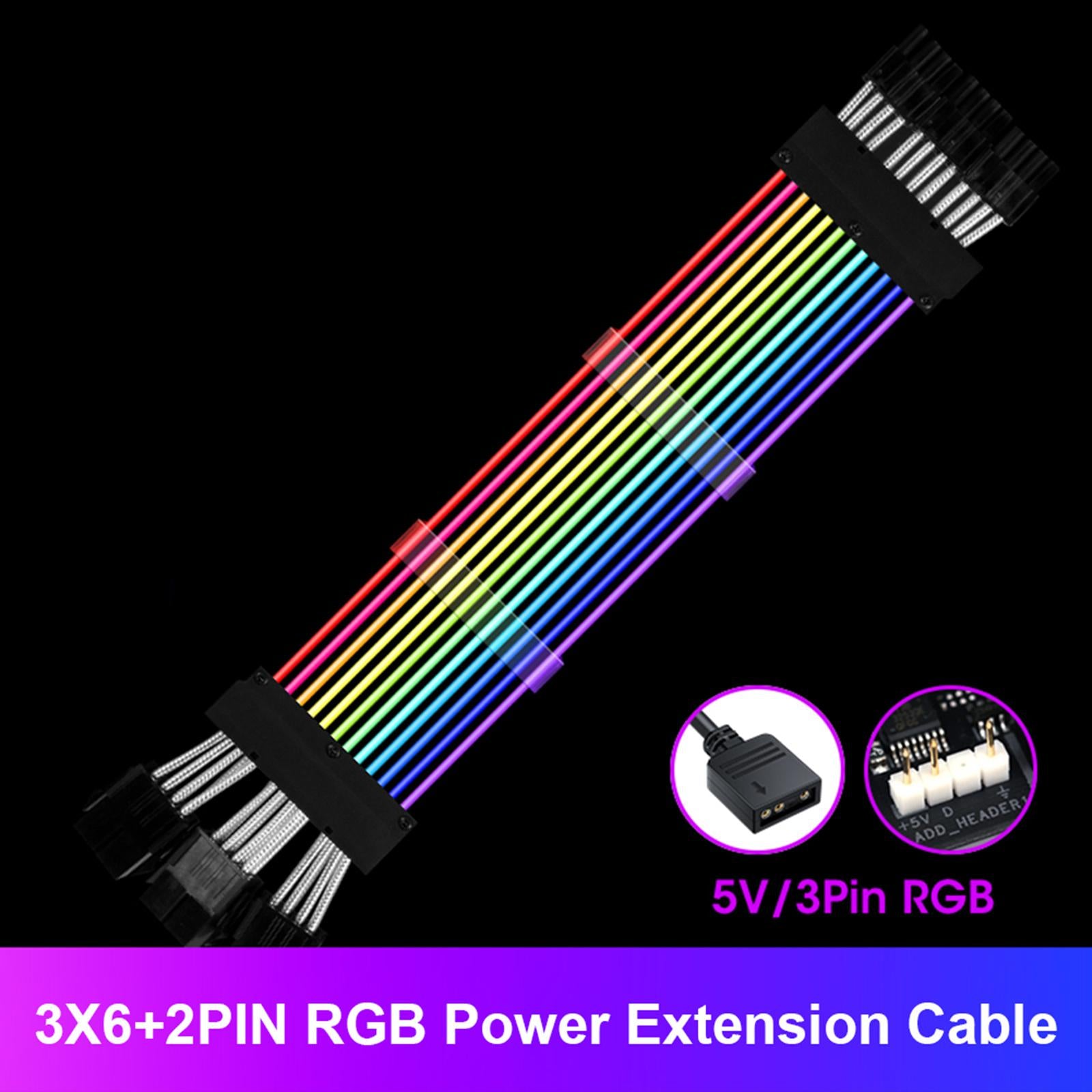 GPU Cable Motherboard Extension RGB Cable Power Supply Cable PC3x6 + 2PIN