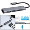 USB C Hub 5 in 1 USB 3.0 Port 3.5mm Audio Port 60W PD Charger for HP/XPS/PC