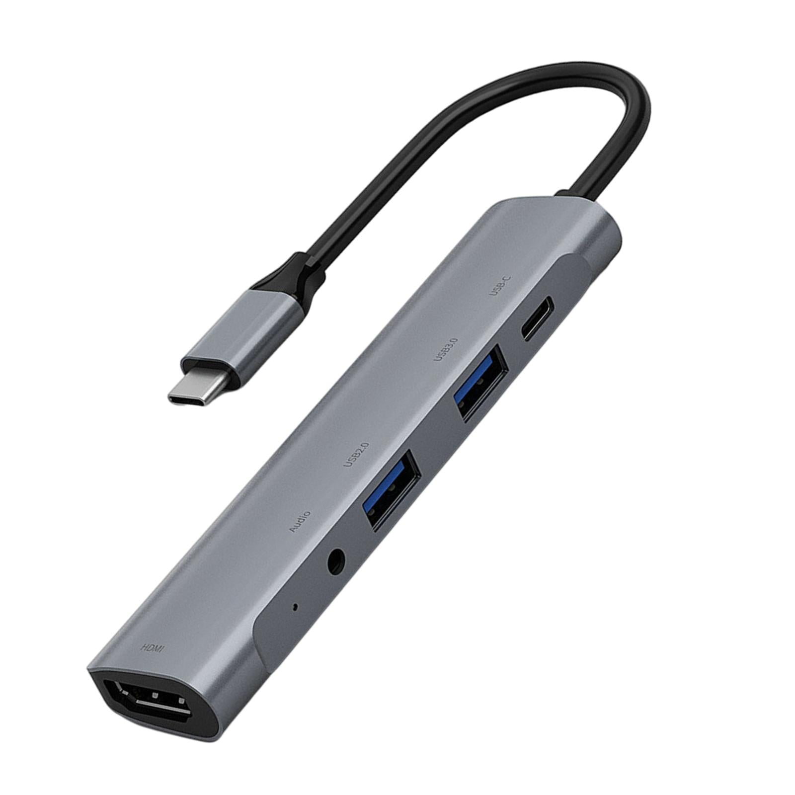 USB C Hub 5 in 1 USB 3.0 Port 3.5mm Audio Port 60W PD Charger for HP/XPS/PC