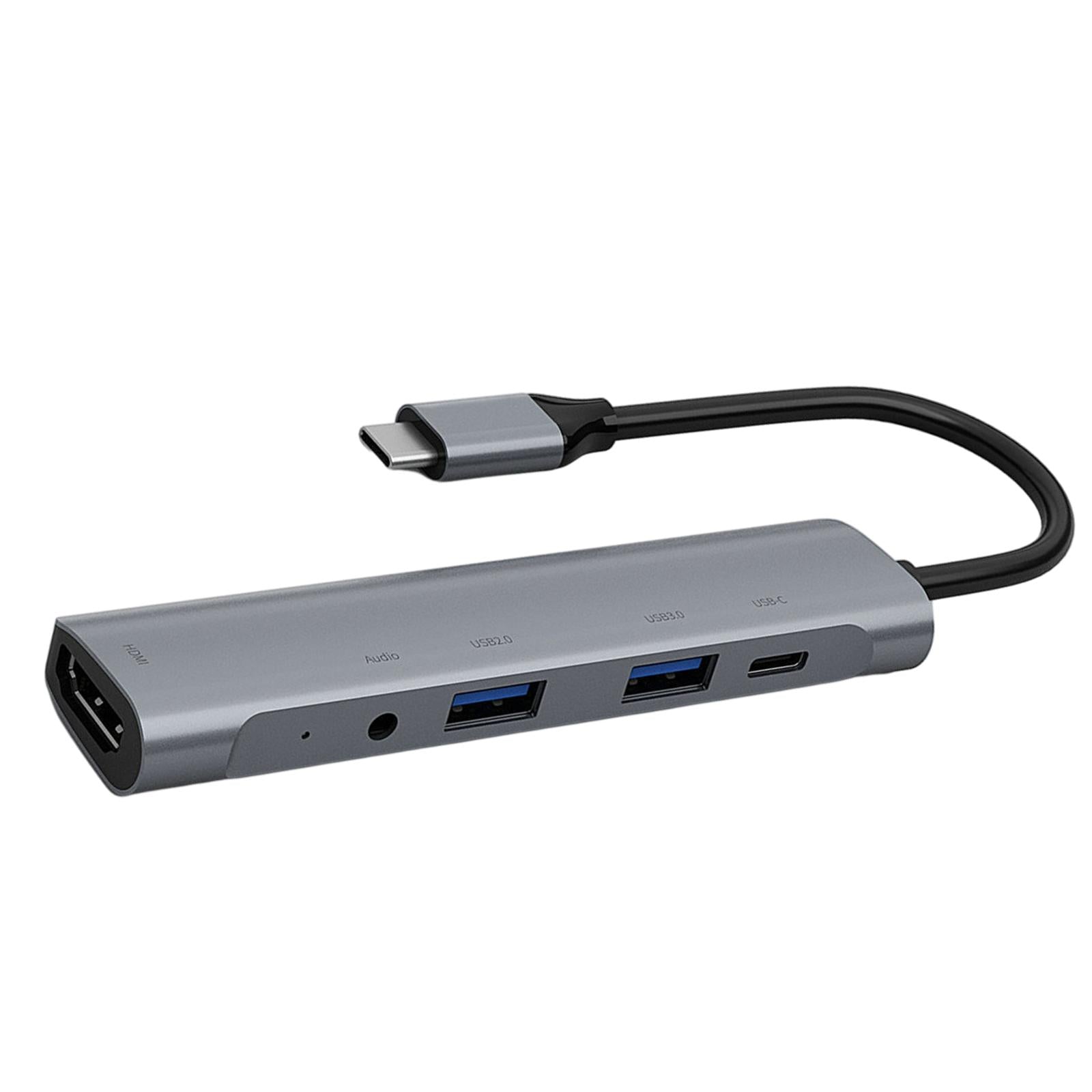 USB C Hub 5 in 1 USB 3.0 Port 3.5mm Audio Port 60W PD Charger for HP/XPS/PC