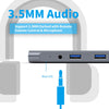 USB C Hub 5 in 1 USB 3.0 Port 3.5mm Audio Port 60W PD Charger for HP/XPS/PC