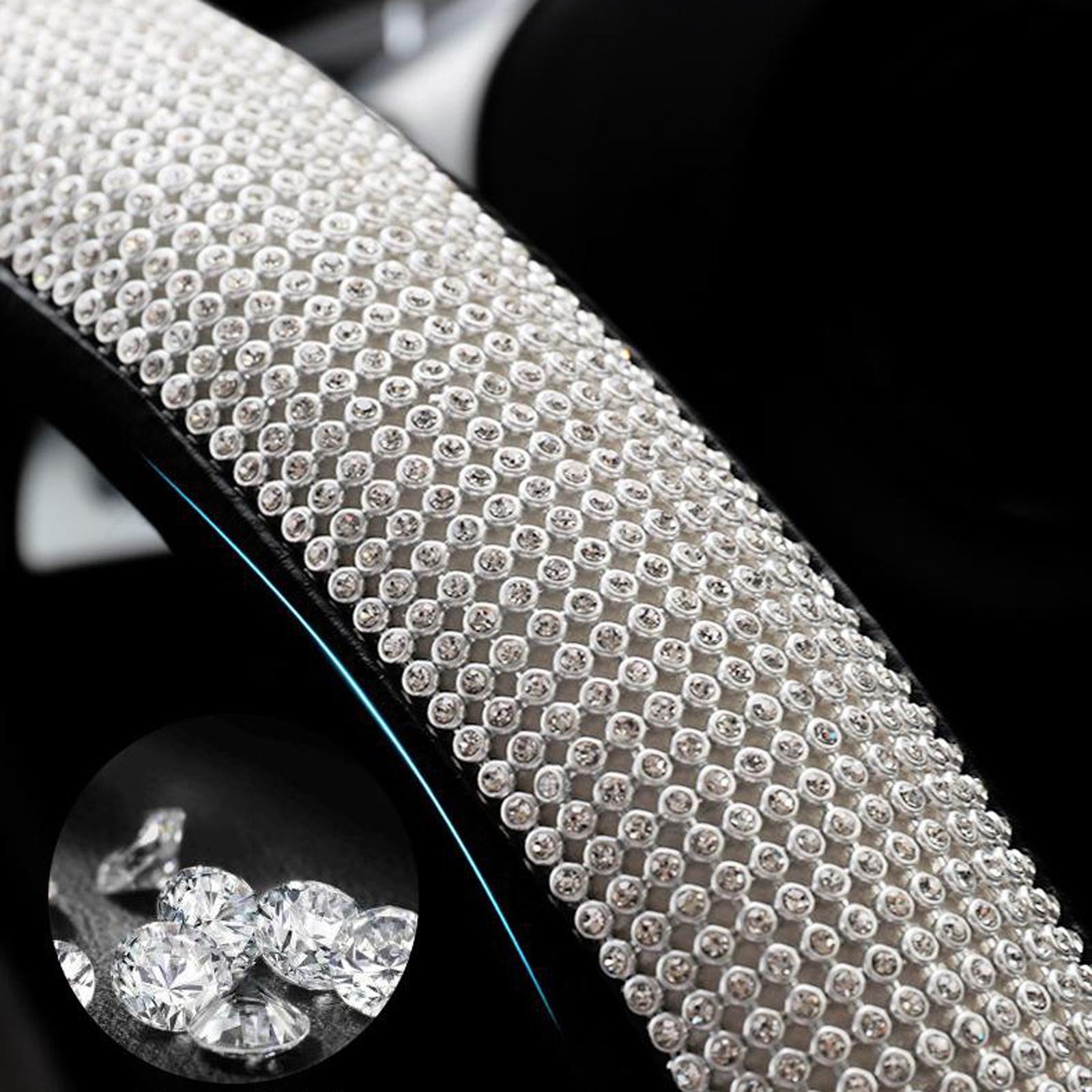 8cm Auto Car Steering Wheel Cover Universal Crystal Bling White