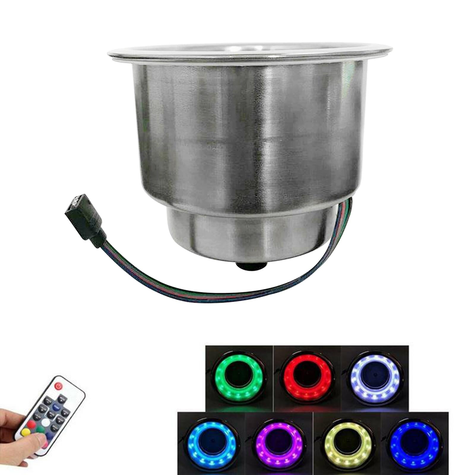 LED Light Stainless Steel Drink Cup Holder with Remote for Marine Boat Car