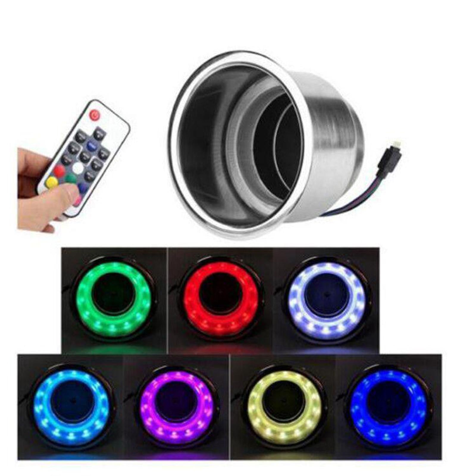 LED Light Stainless Steel Drink Cup Holder with Remote for Marine Boat Car