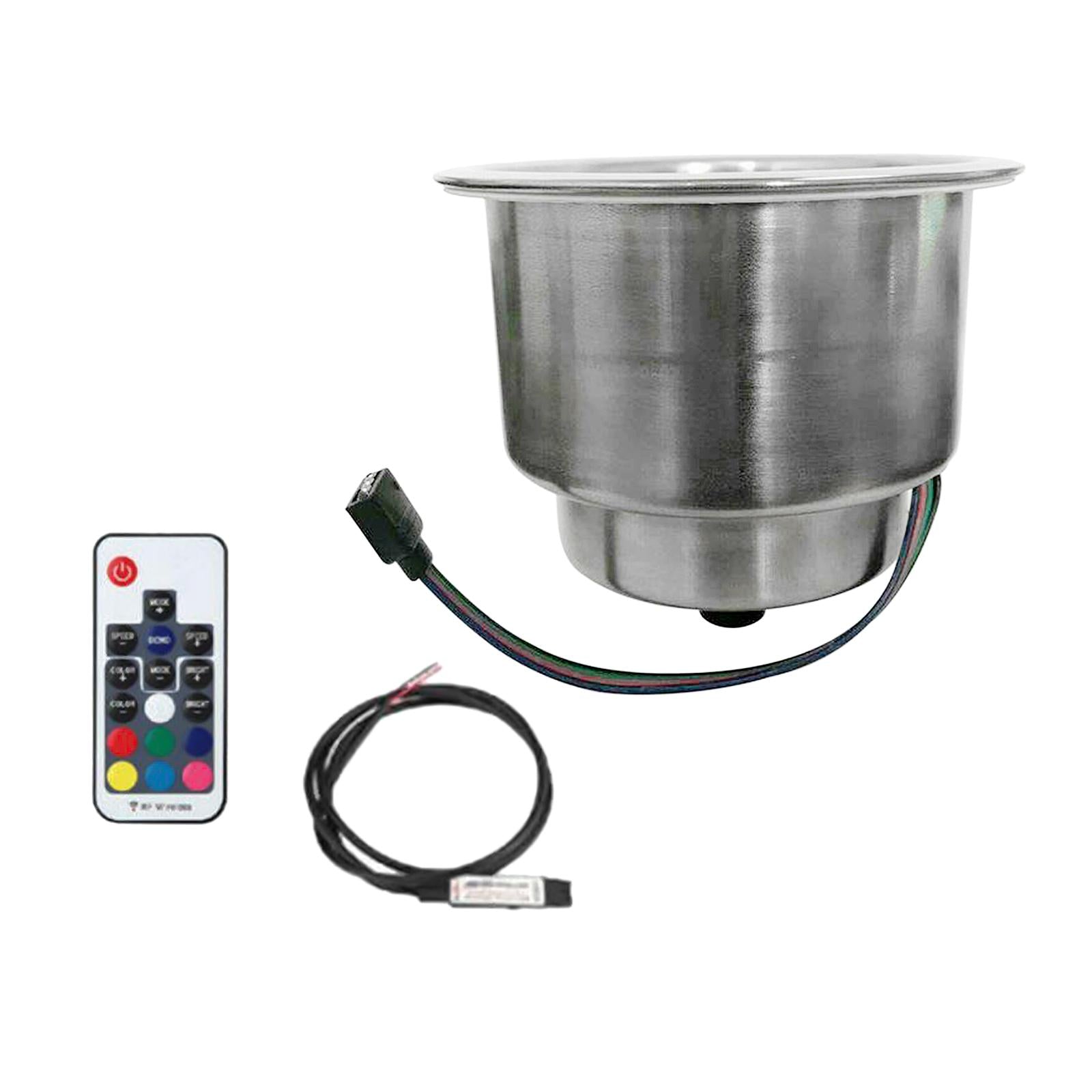 LED Light Stainless Steel Drink Cup Holder with Remote for Marine Boat Car