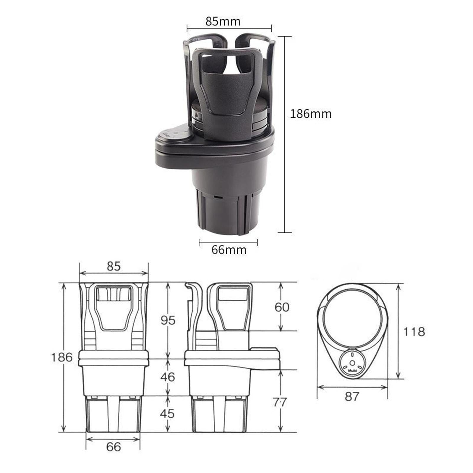 Universal Car Cup Holder 2in1 Dual Adjustable Cup Mount Extender Organizer