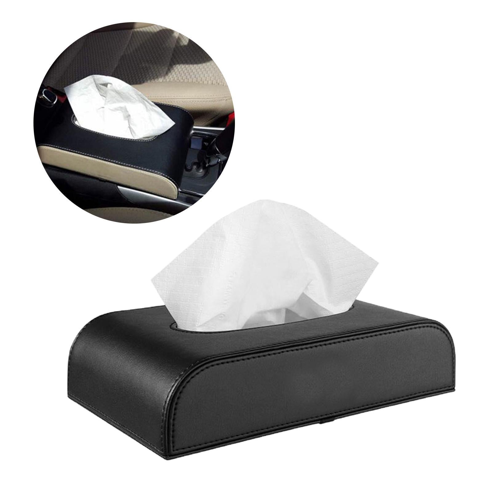 Auto PU Leather Paper Towel Case Tissue Box Paper Storage for Home Office Black