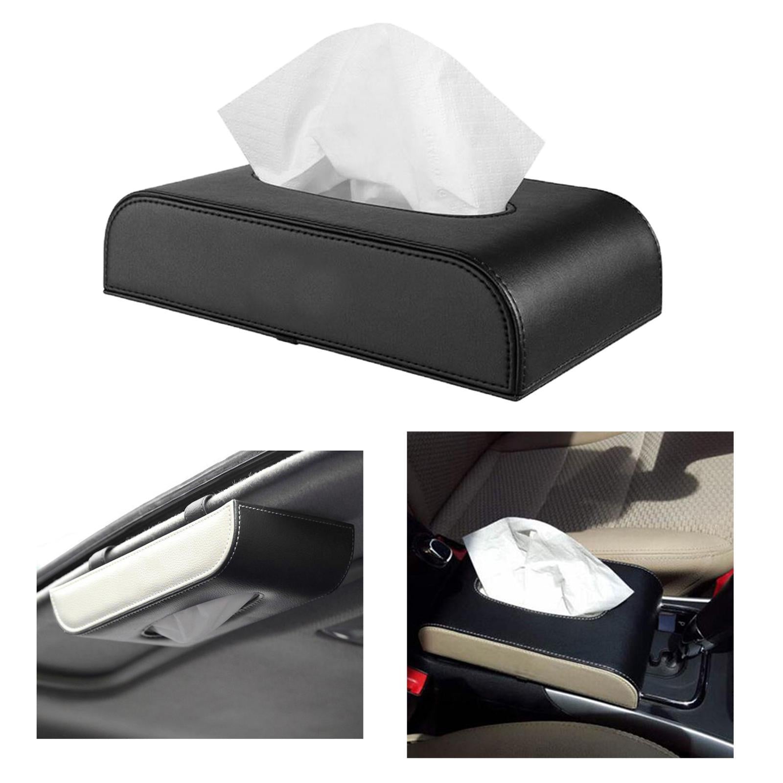 Auto PU Leather Paper Towel Case Tissue Box Paper Storage for Home Office Black