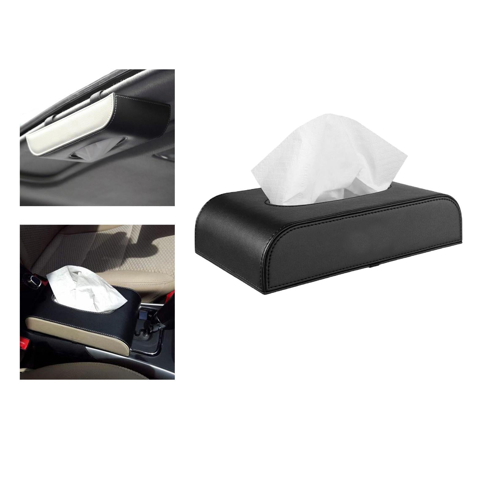 Auto PU Leather Paper Towel Case Tissue Box Paper Storage for Home Office Black