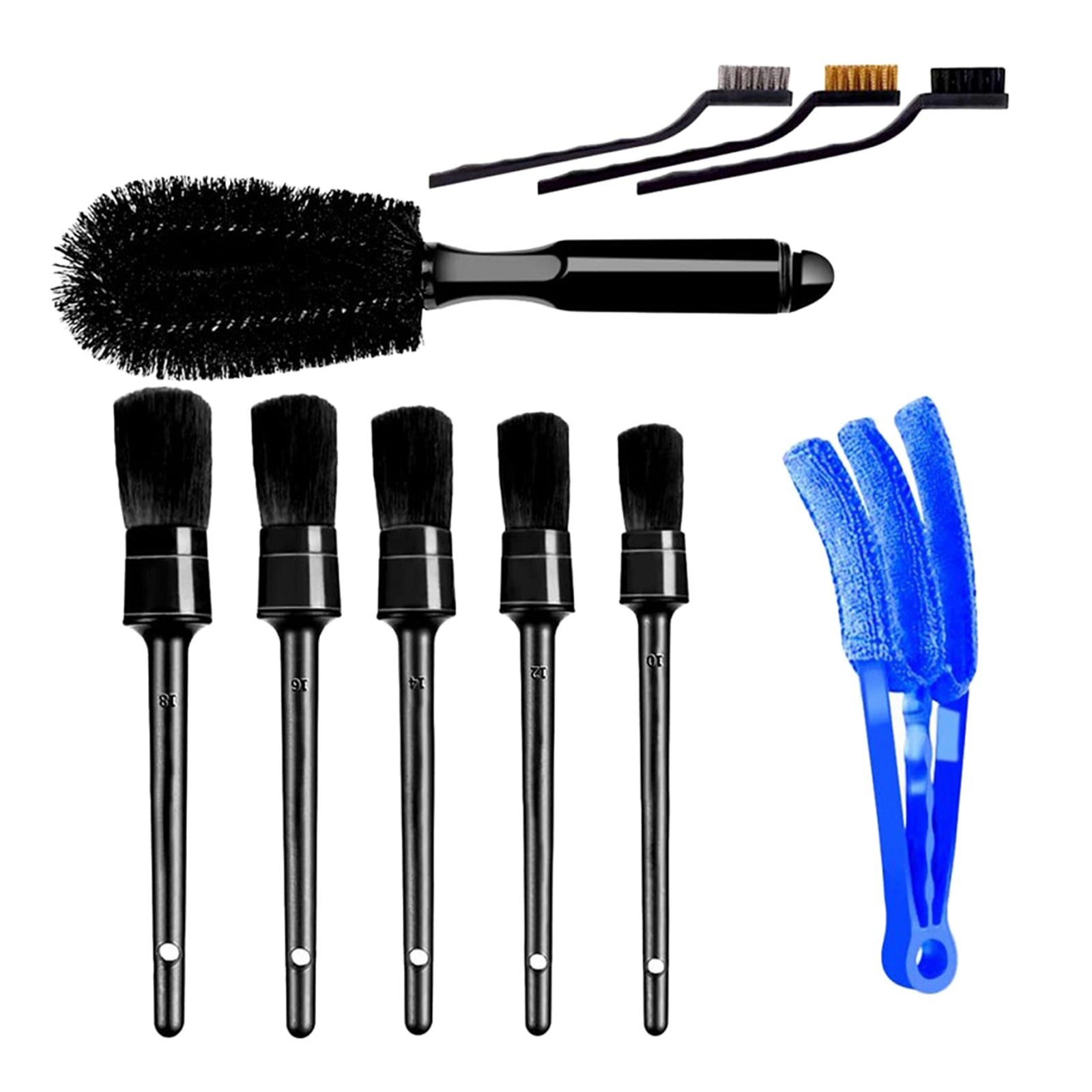 10pcs Multi-Purpose Automotive Detailing Brush Kit Tires Wheel Clean Brush